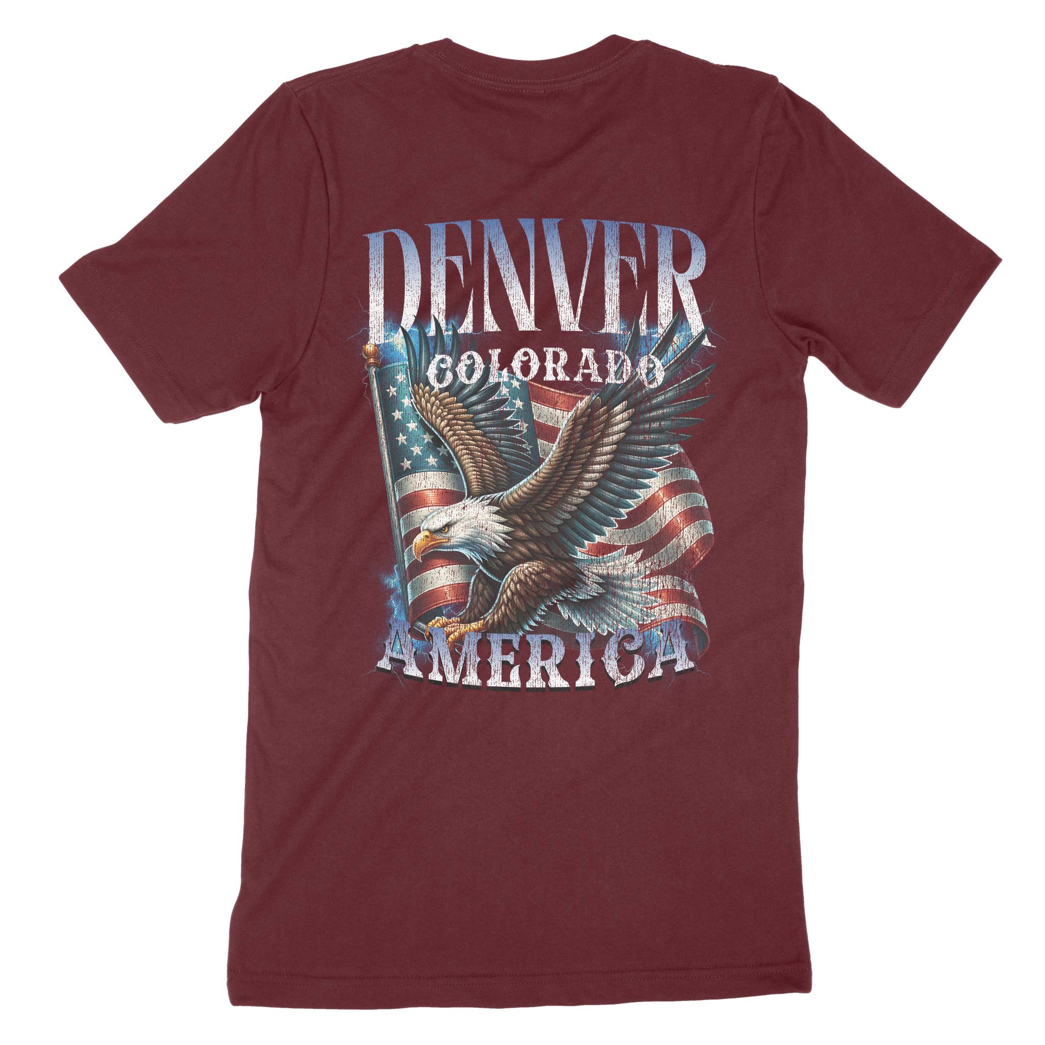 Denver Murica T-Shirt in Maroon - back view