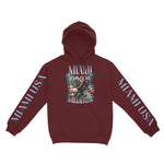 Miami Hoodie in Maroon - front-sleeves view