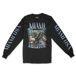 Miami Murica Longsleeve in Black - front view with sleeves