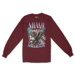 Miami Murica Longsleeve in Maroon - front view