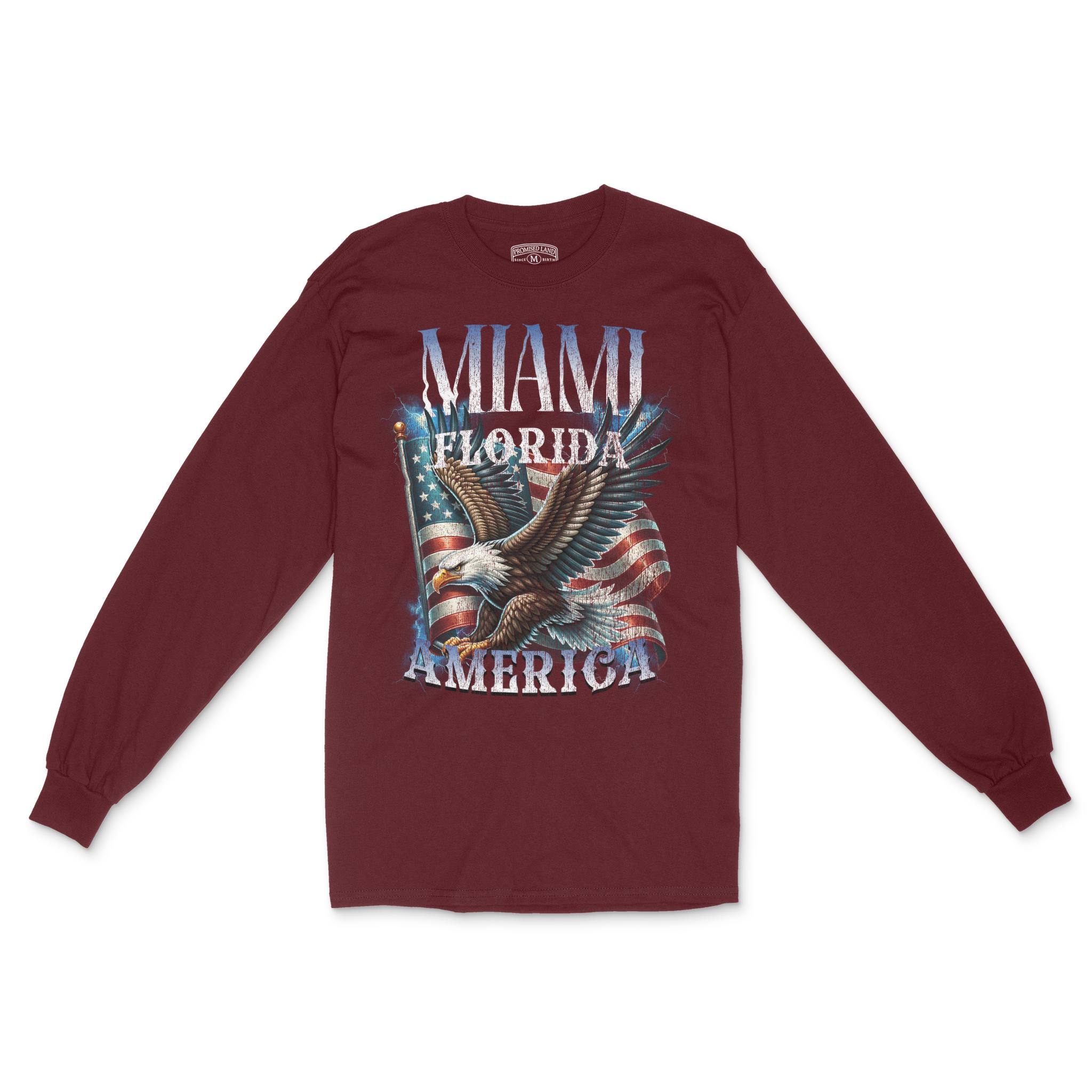 Miami Murica Longsleeve in Maroon - front view