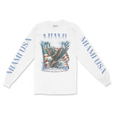 Miami Murica Longsleeve in White - front with sleeves view