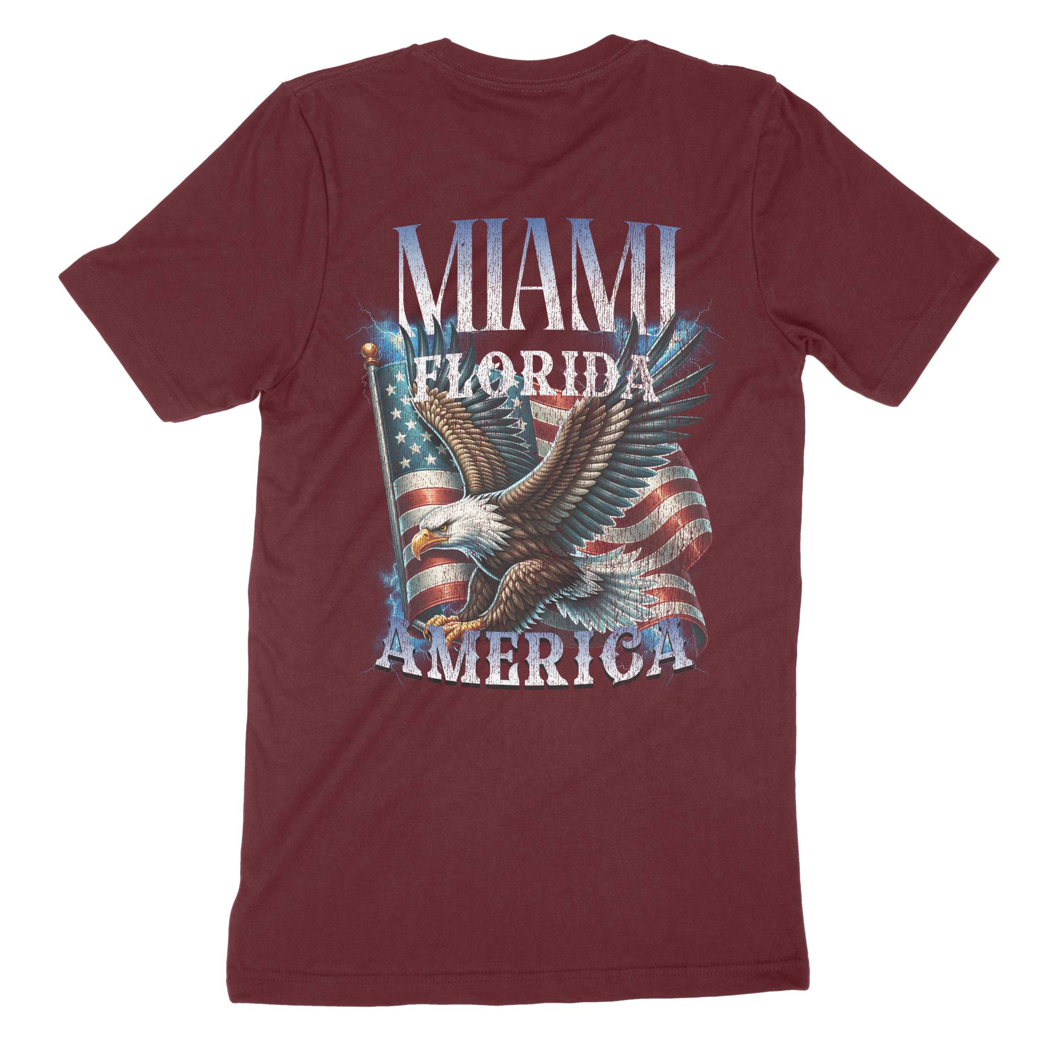 Miami Murica T-Shirt in Maroon - back view