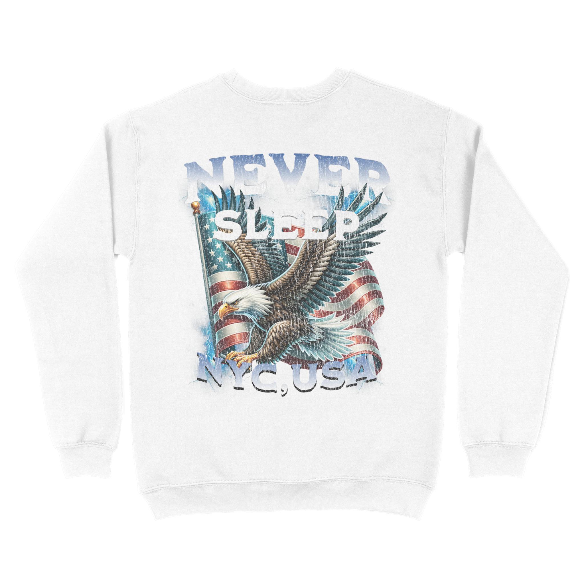 New York Crewneck in White - back view