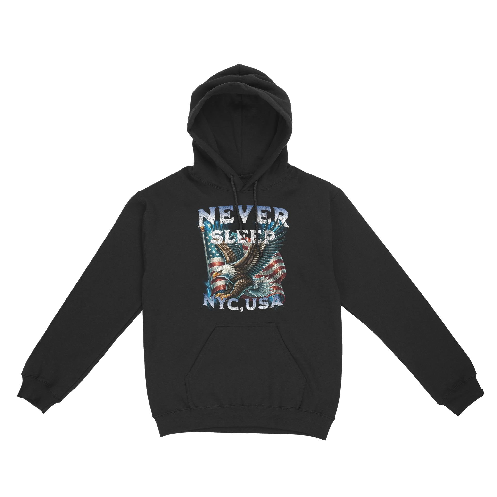 New York Hoodie in Black - front view