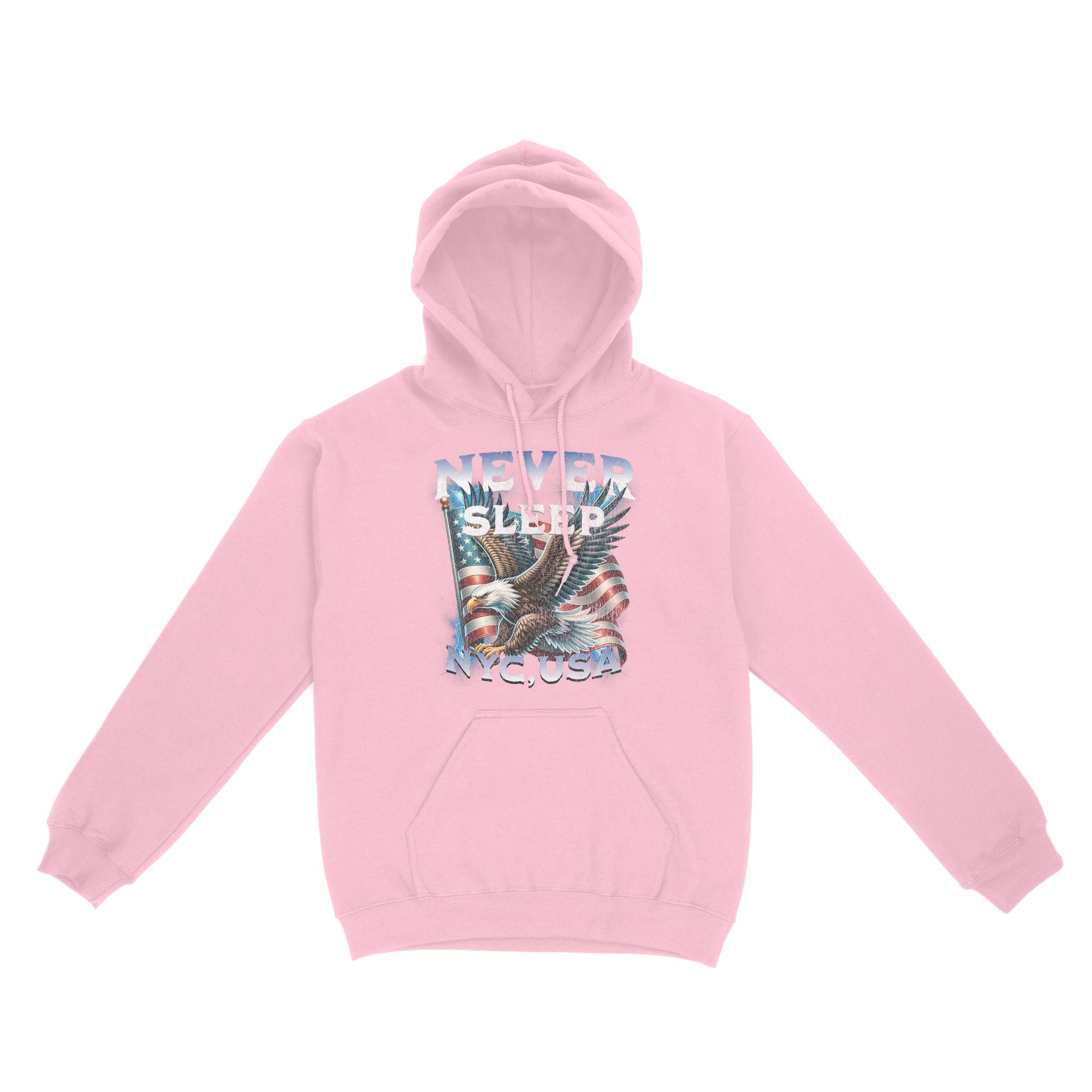 New York Murica Hoodie in Light PInk - front view