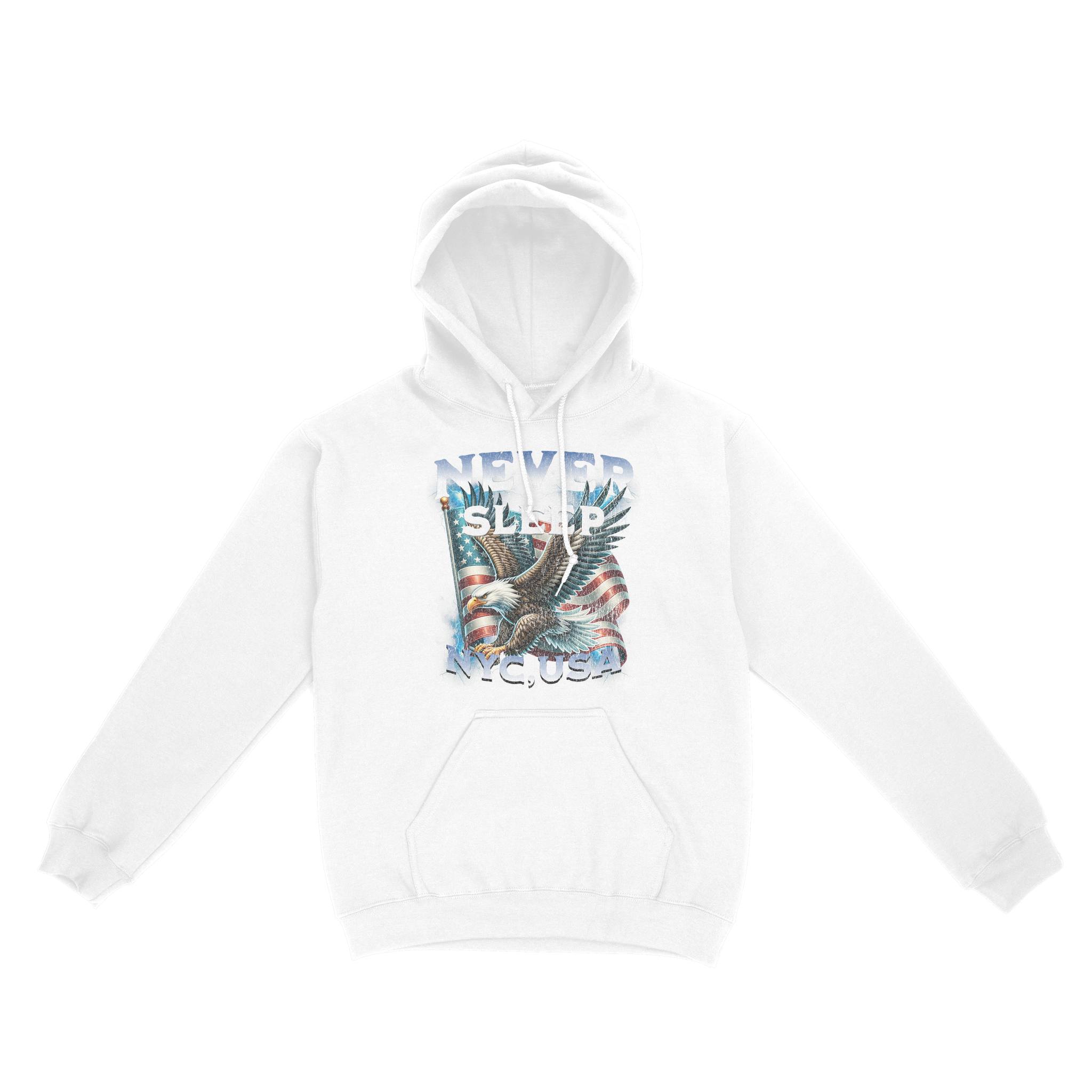New York Murica Hoodie in White - front view