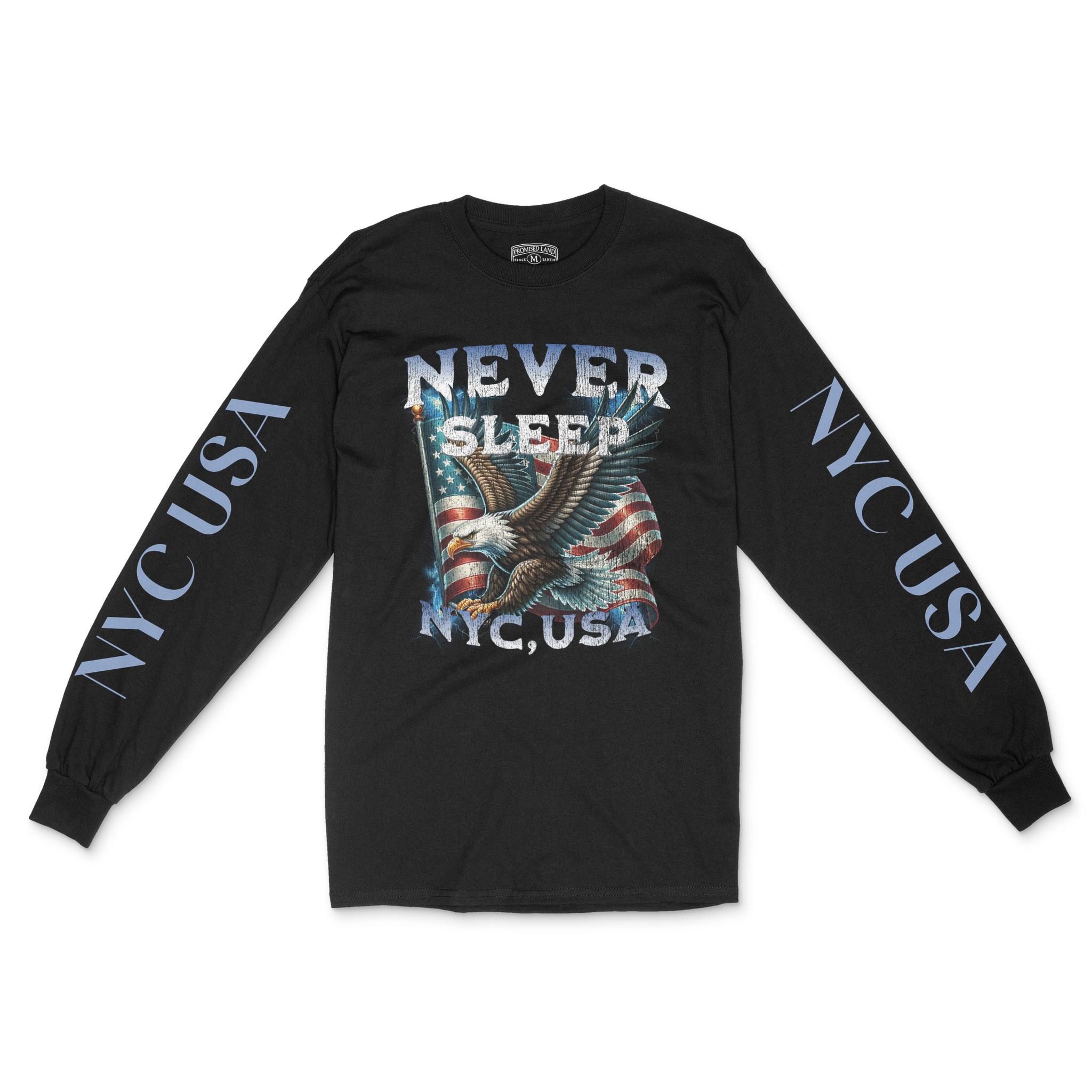 New York Longsleeve in Black - front-sleeves view