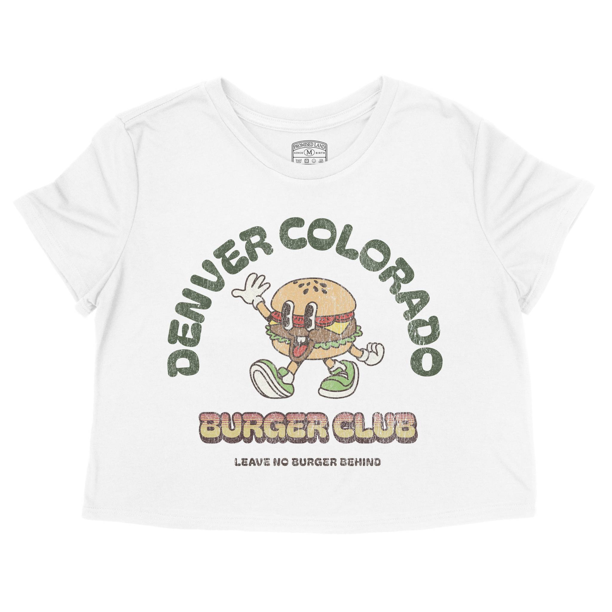 Denver Burger Boy Cropped Tee White front