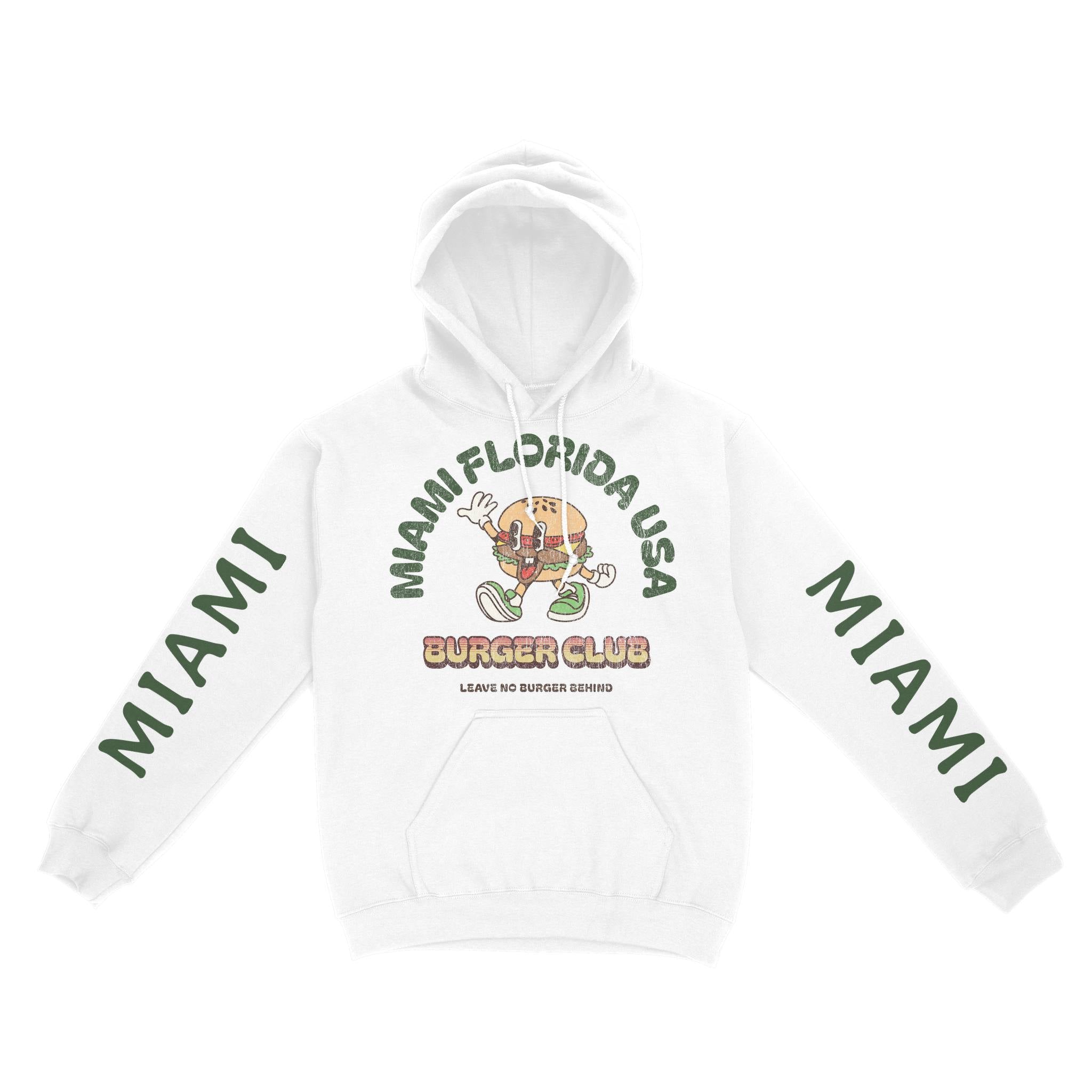 Miami Hoodie in White - front-sleeves view