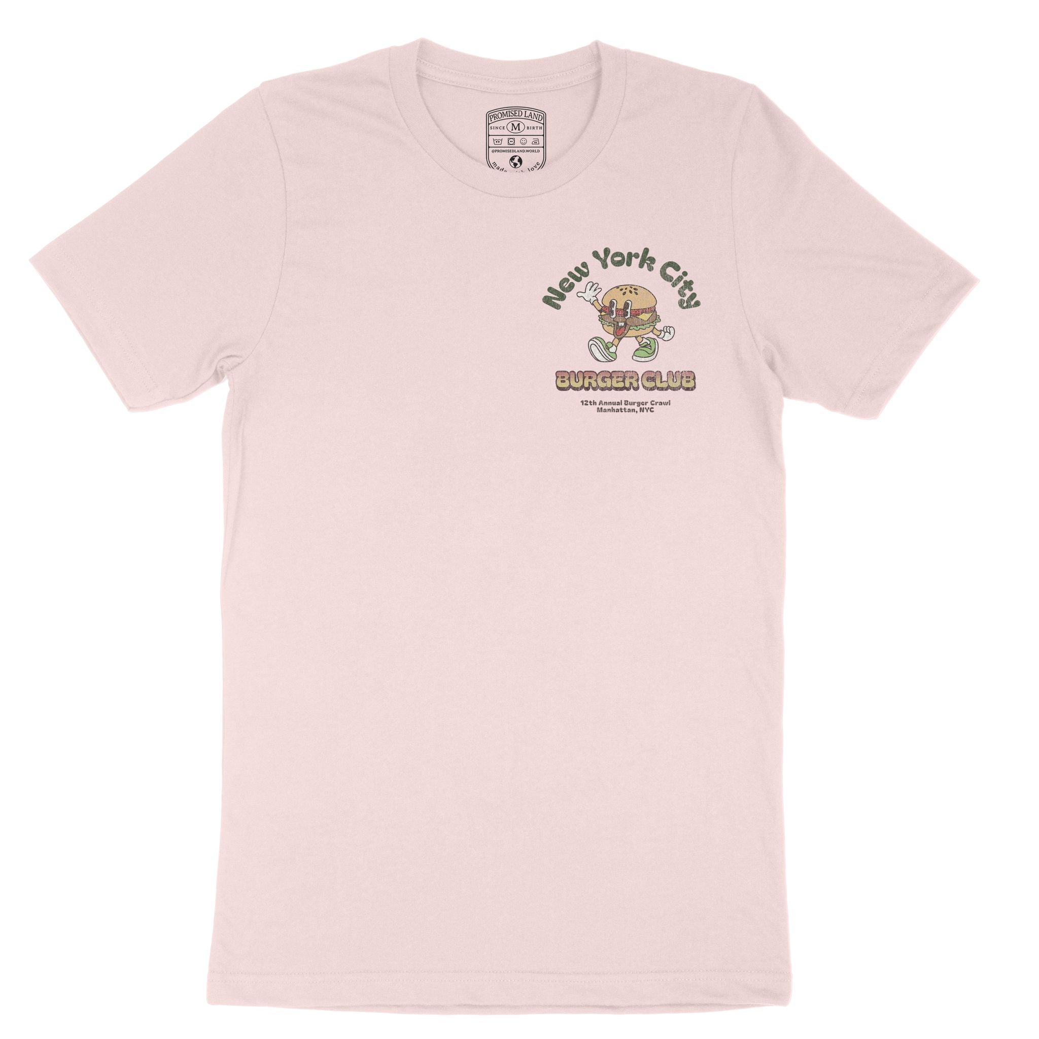 New York Burger Boy T-Shirt Soft Pink front