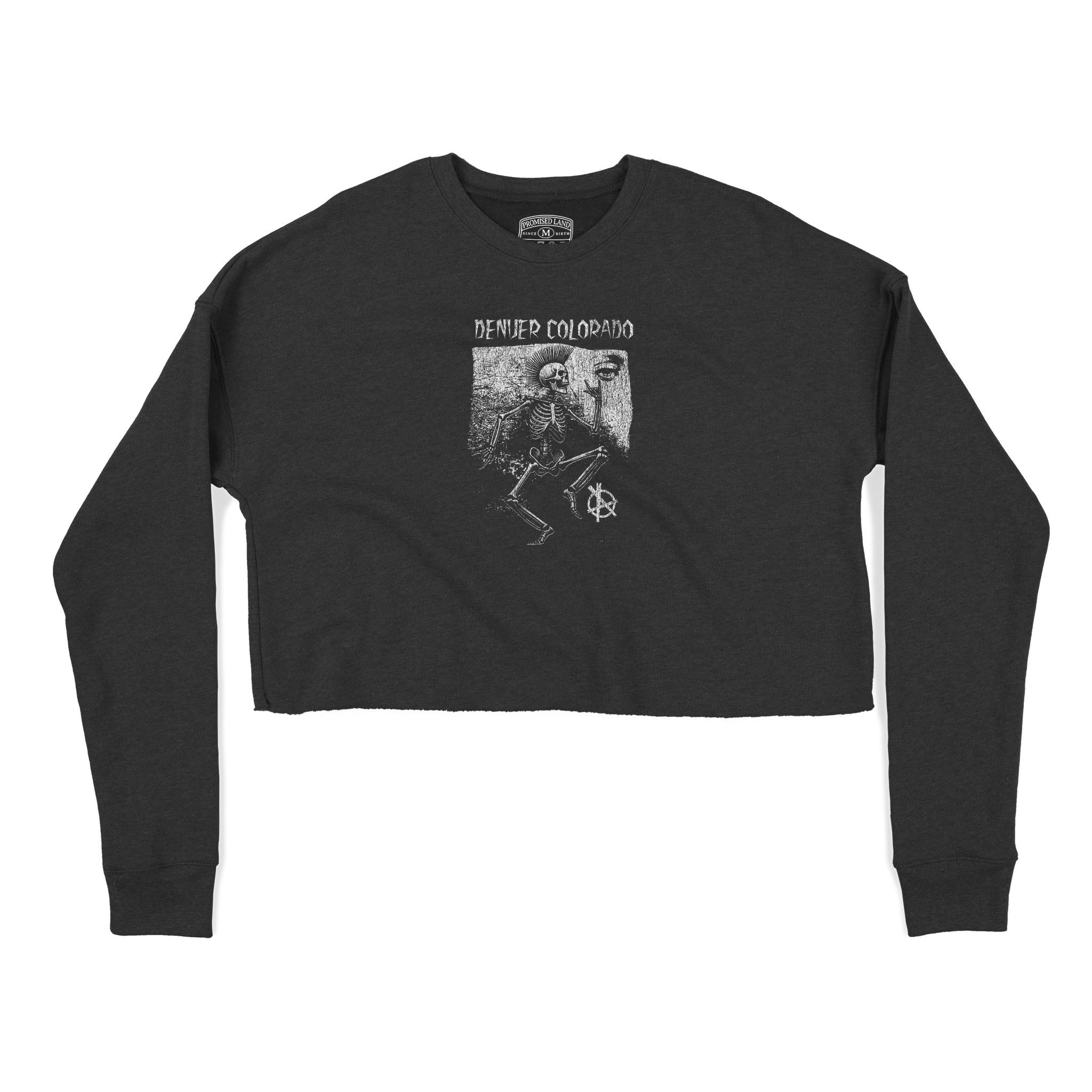 Denver Cropped Crew in Black - front view