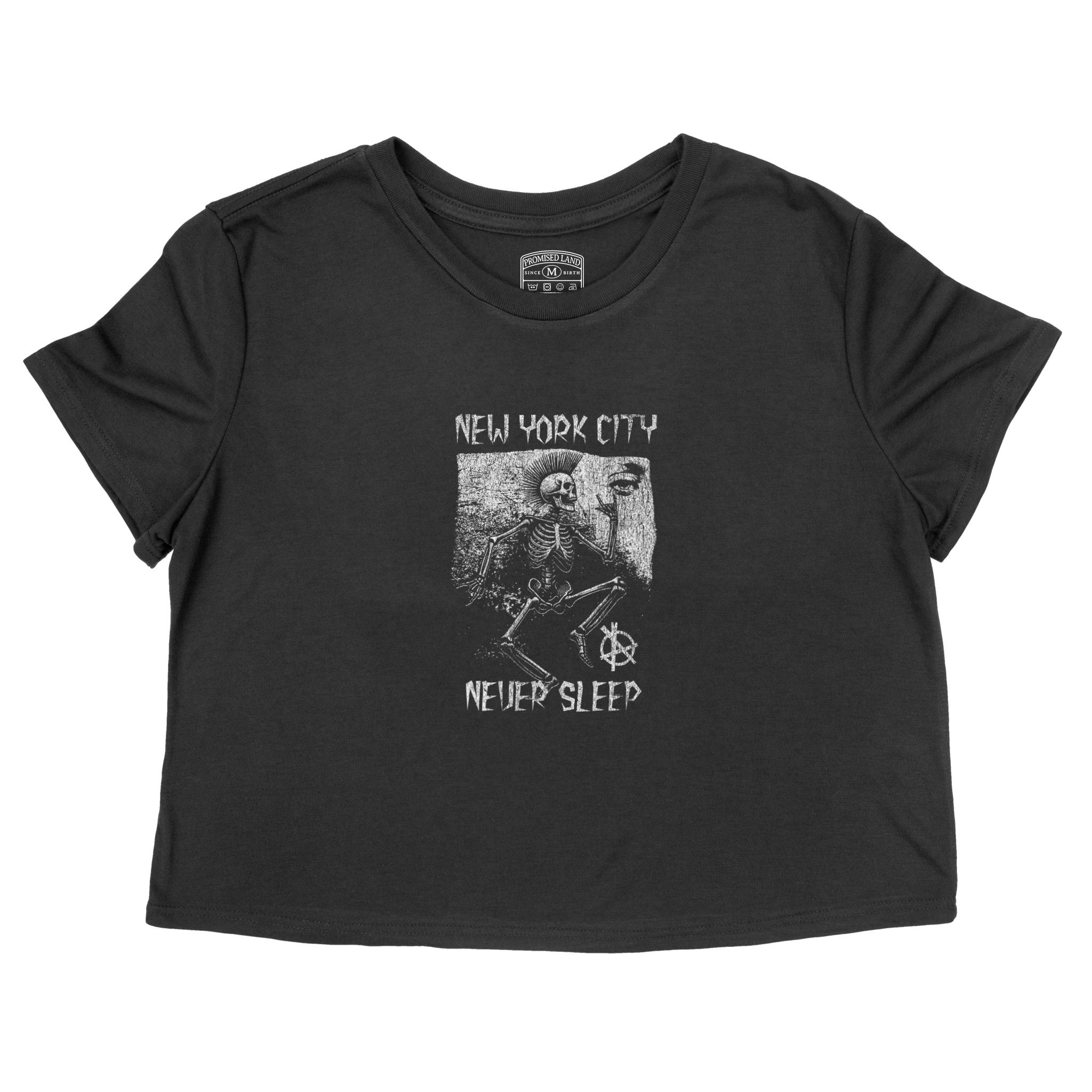 New York Cropped Tee in Black - front view