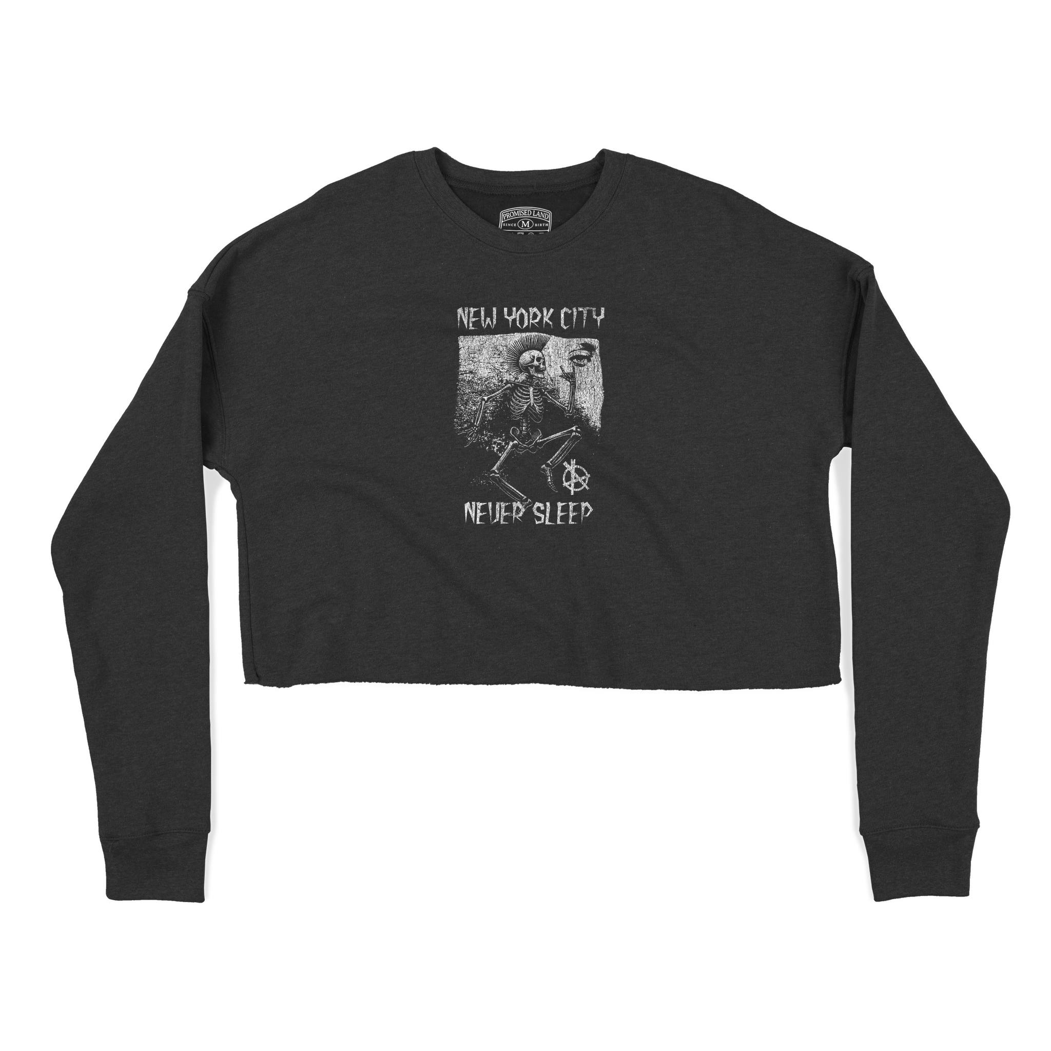 New York Cropped Crew in Black - front view