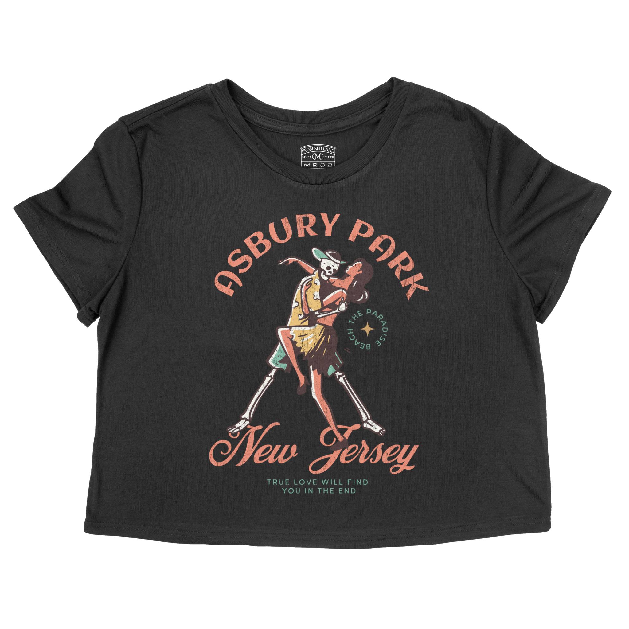 Asbury Park Skeleton Hunk Cropped Tee in Black - front view