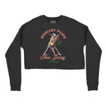Asbury Park Skeleton Hunk Cropped Crew in Black - front view