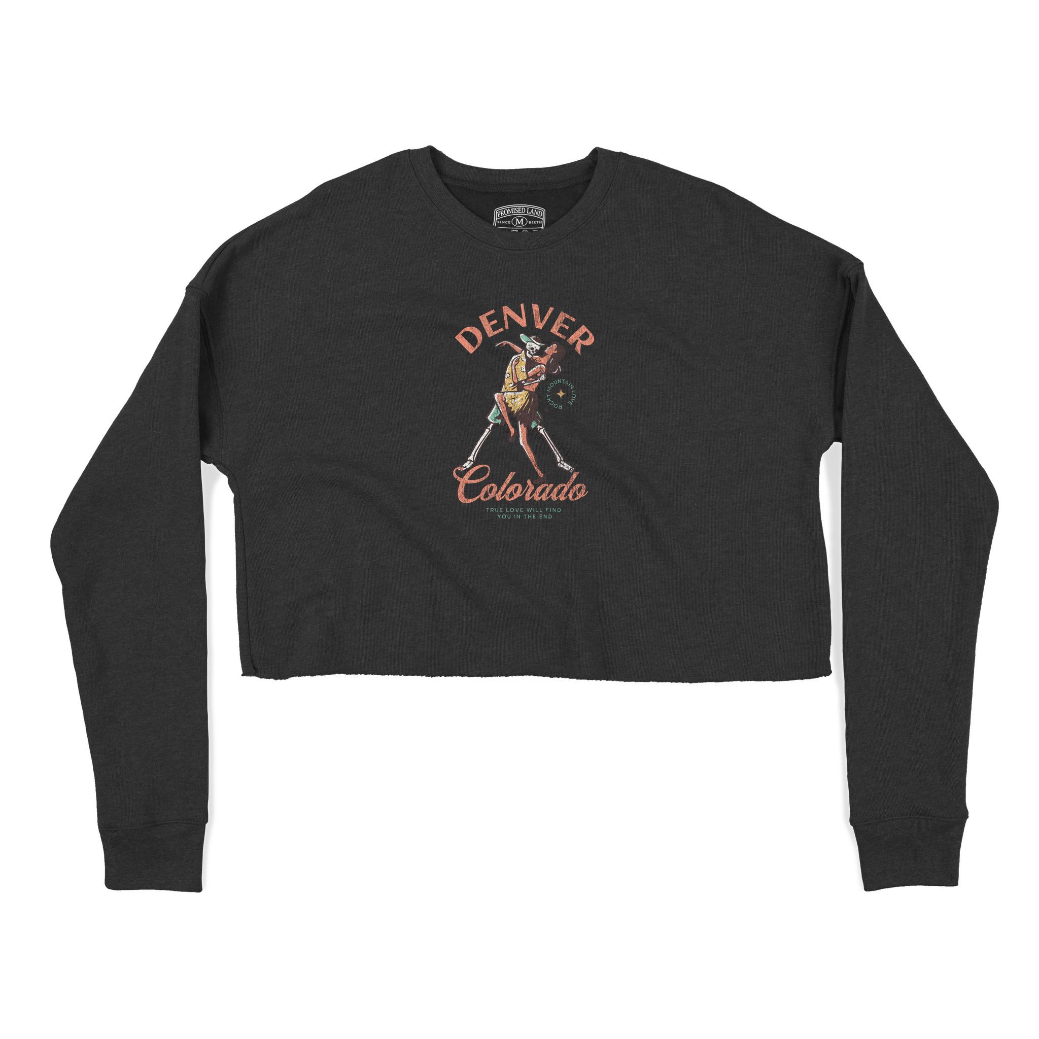 Denver Cropped Crew in Black - front view