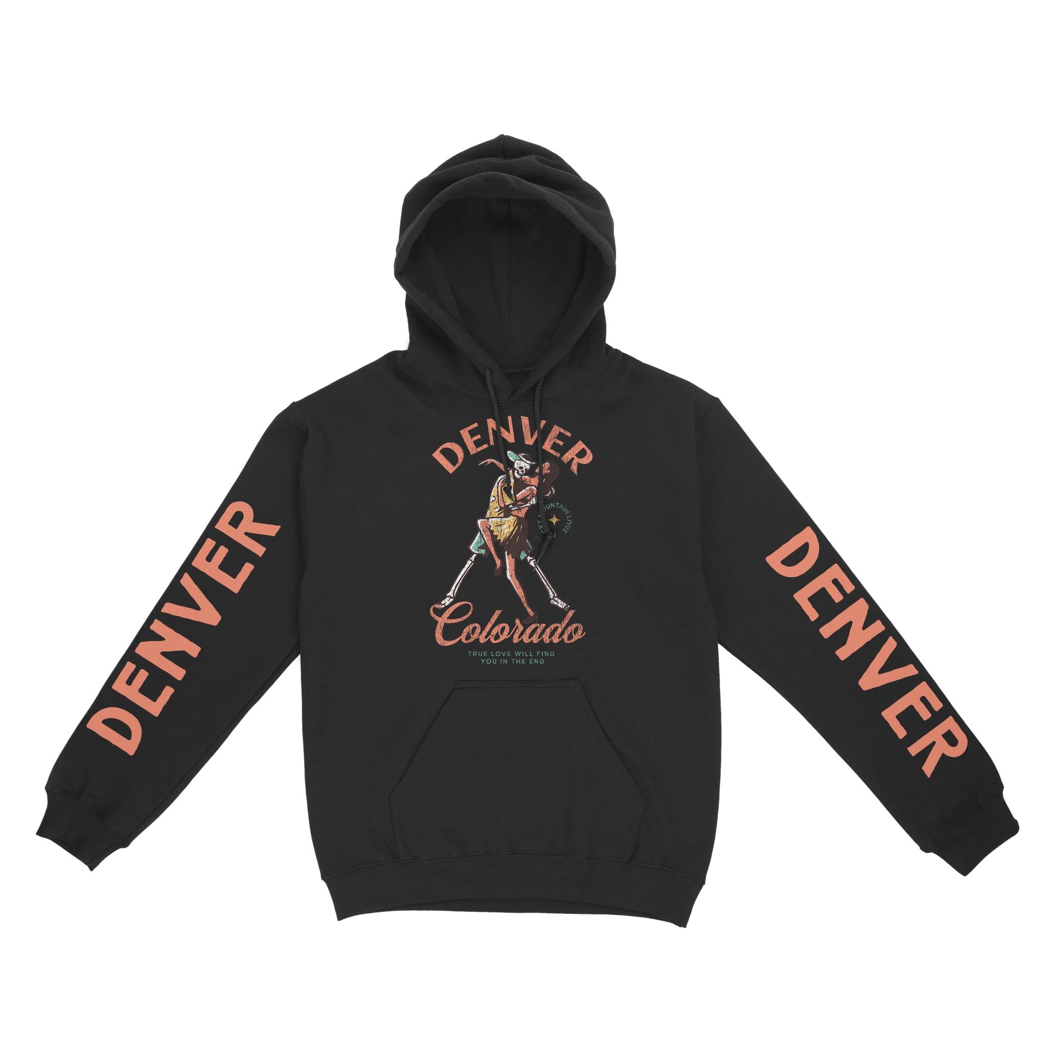 Denver Hoodie in Black - front-sleeves view