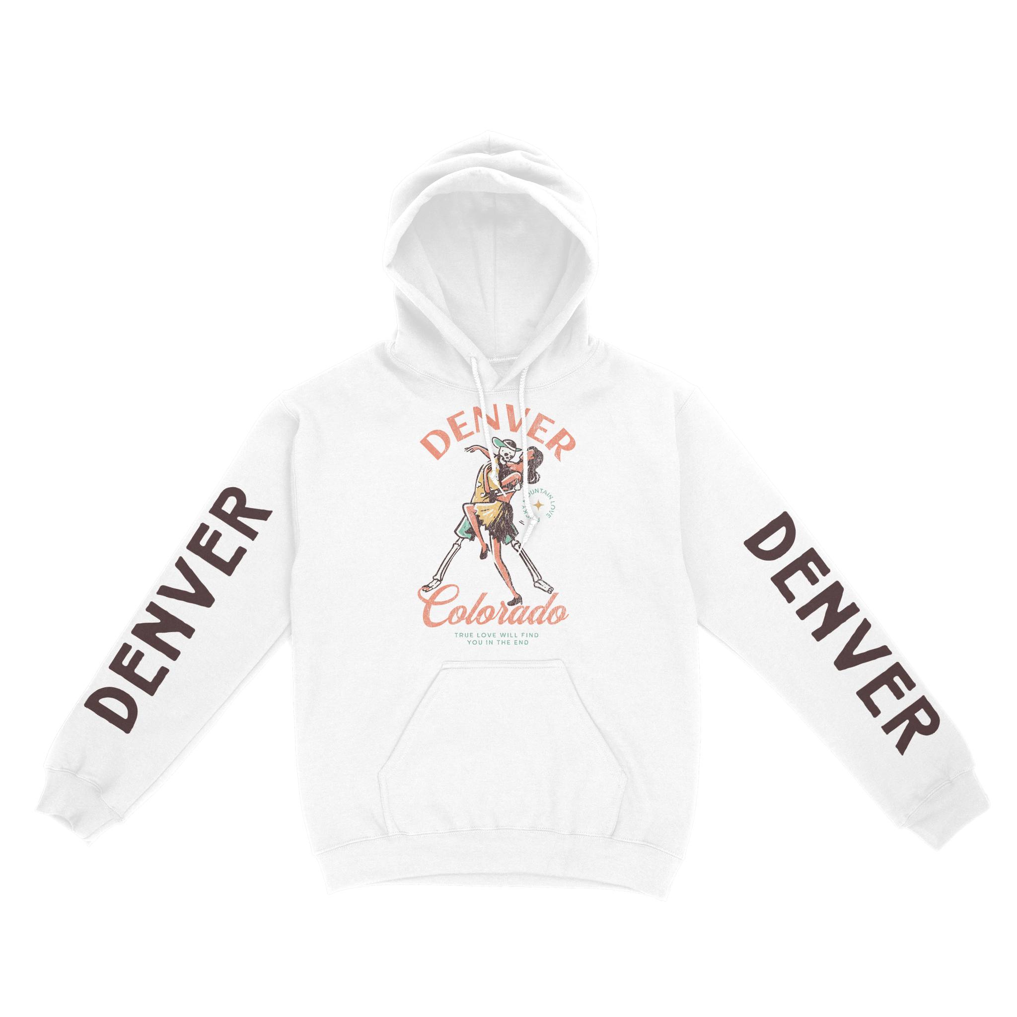 Denver Hoodie in White - front-sleeves view