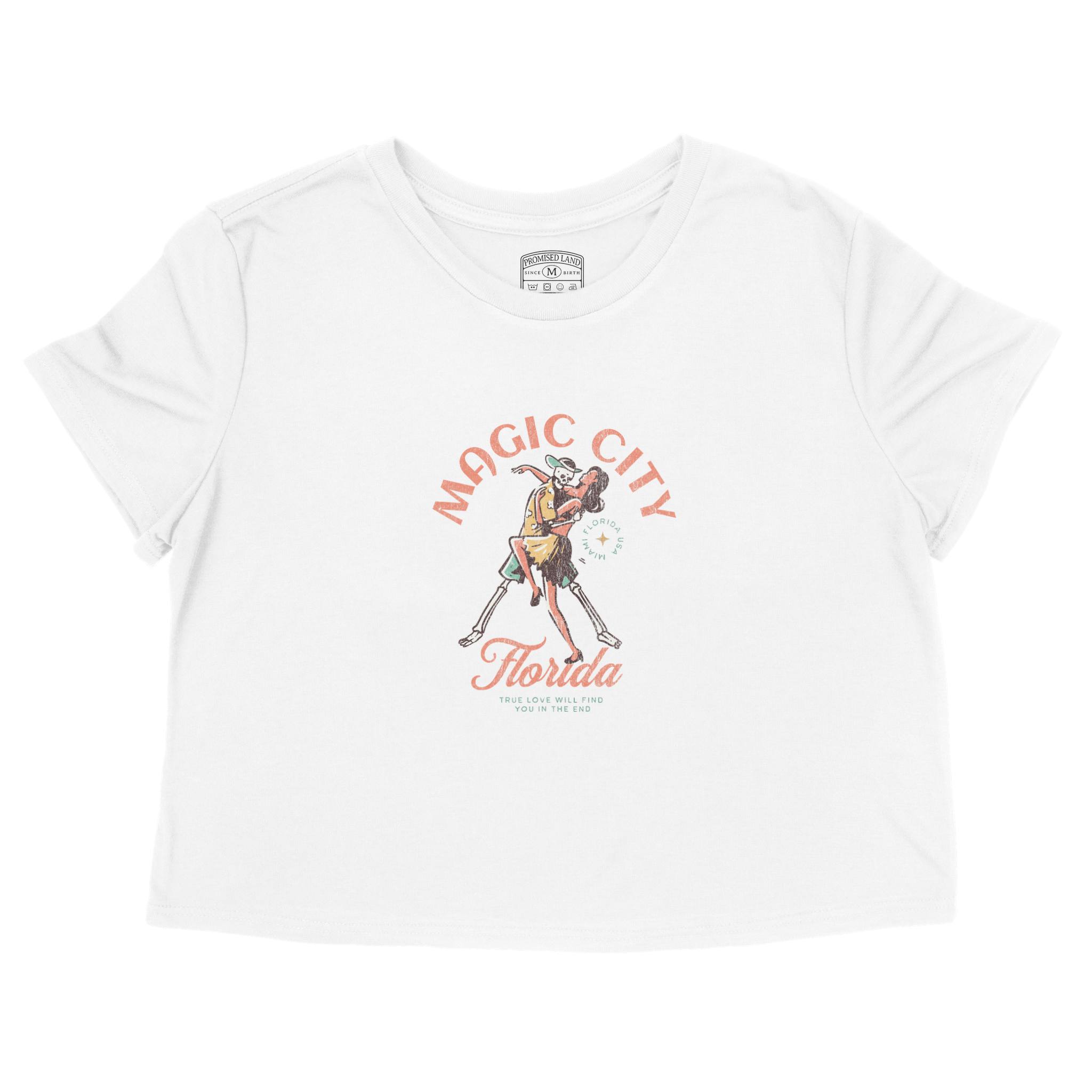 Miami Cropped Tee in White - front view