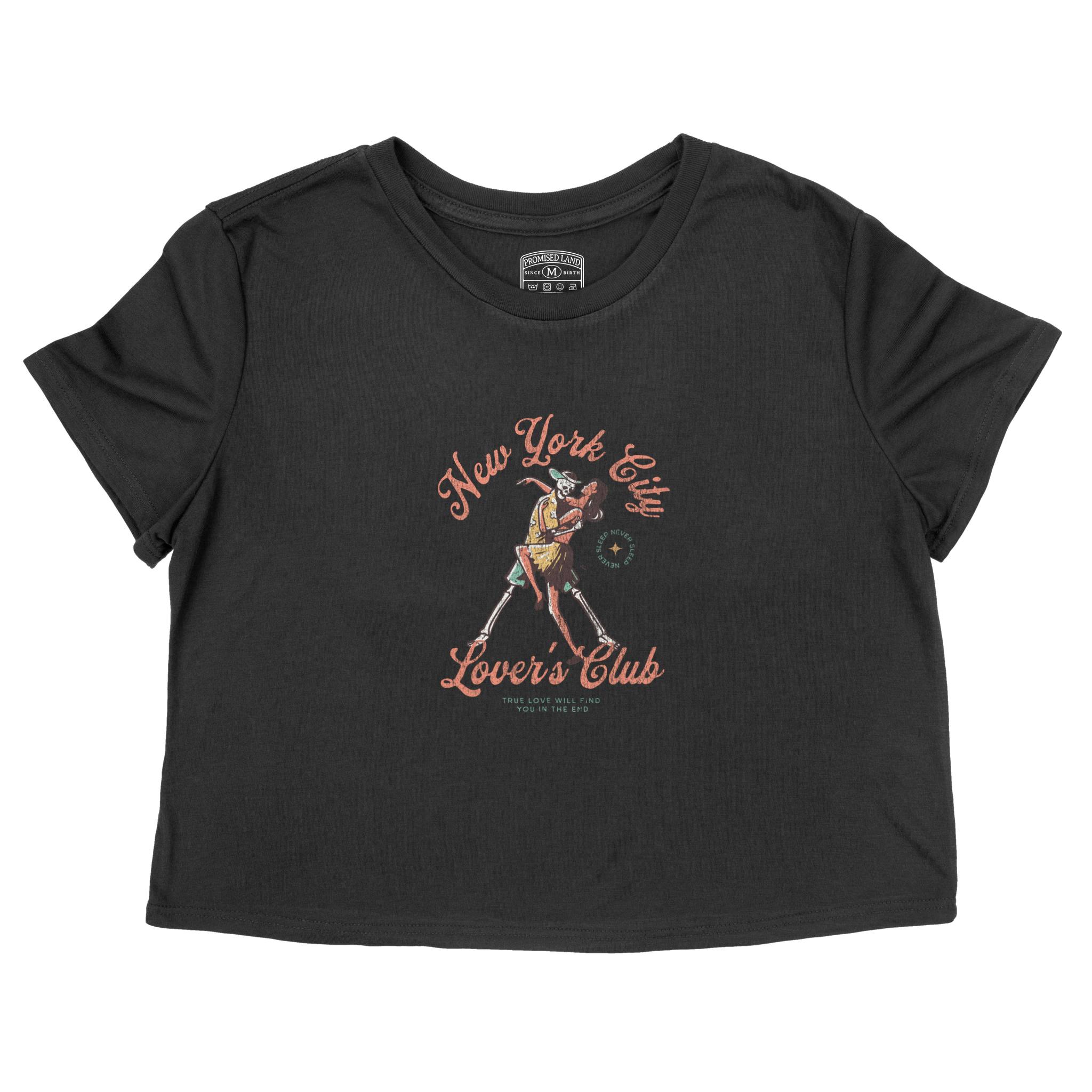 New York Cropped Tee in Black - front view