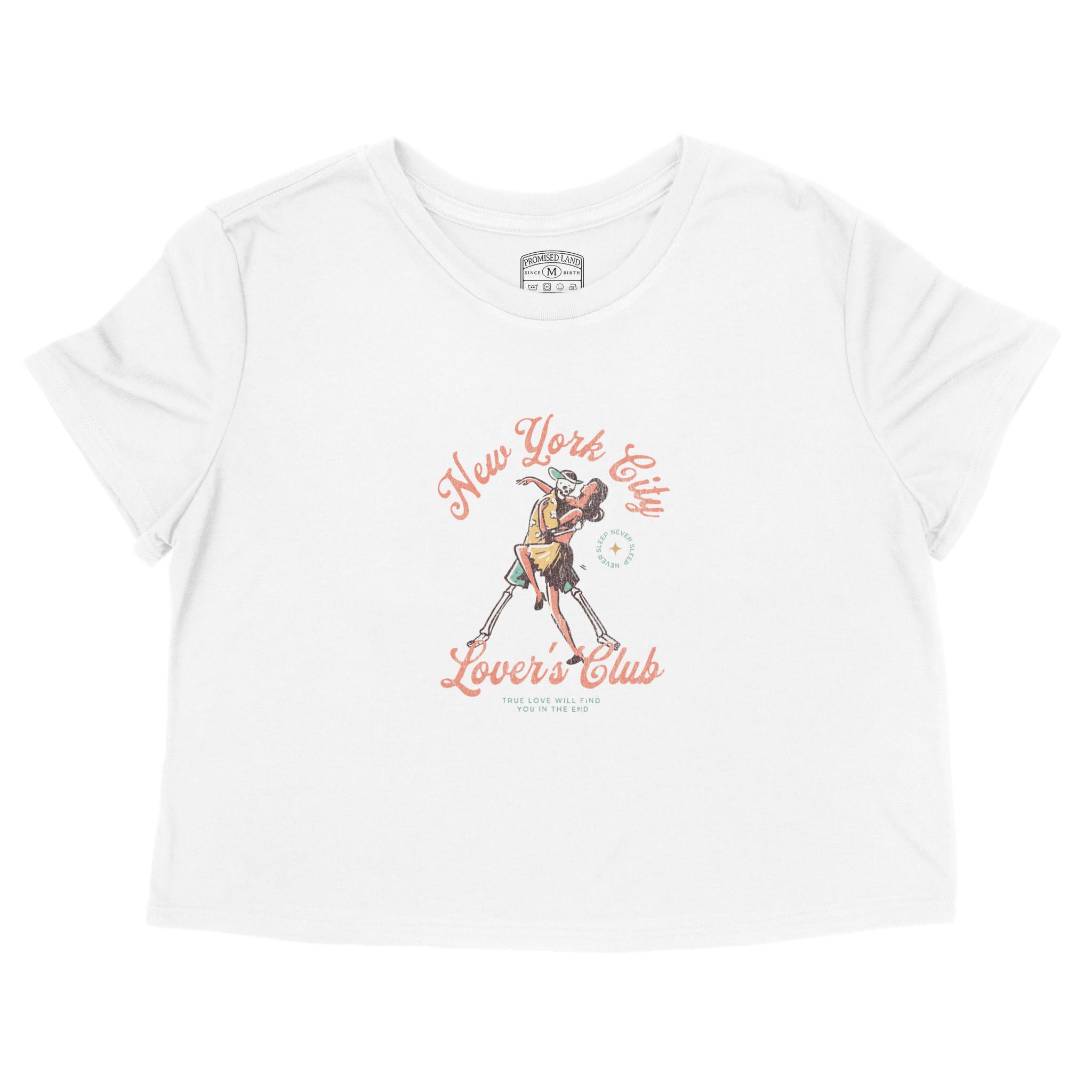 New York Cropped Tee in White - front view