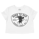 Asbury Park Bald Eagle Cropped Tee in White - front view