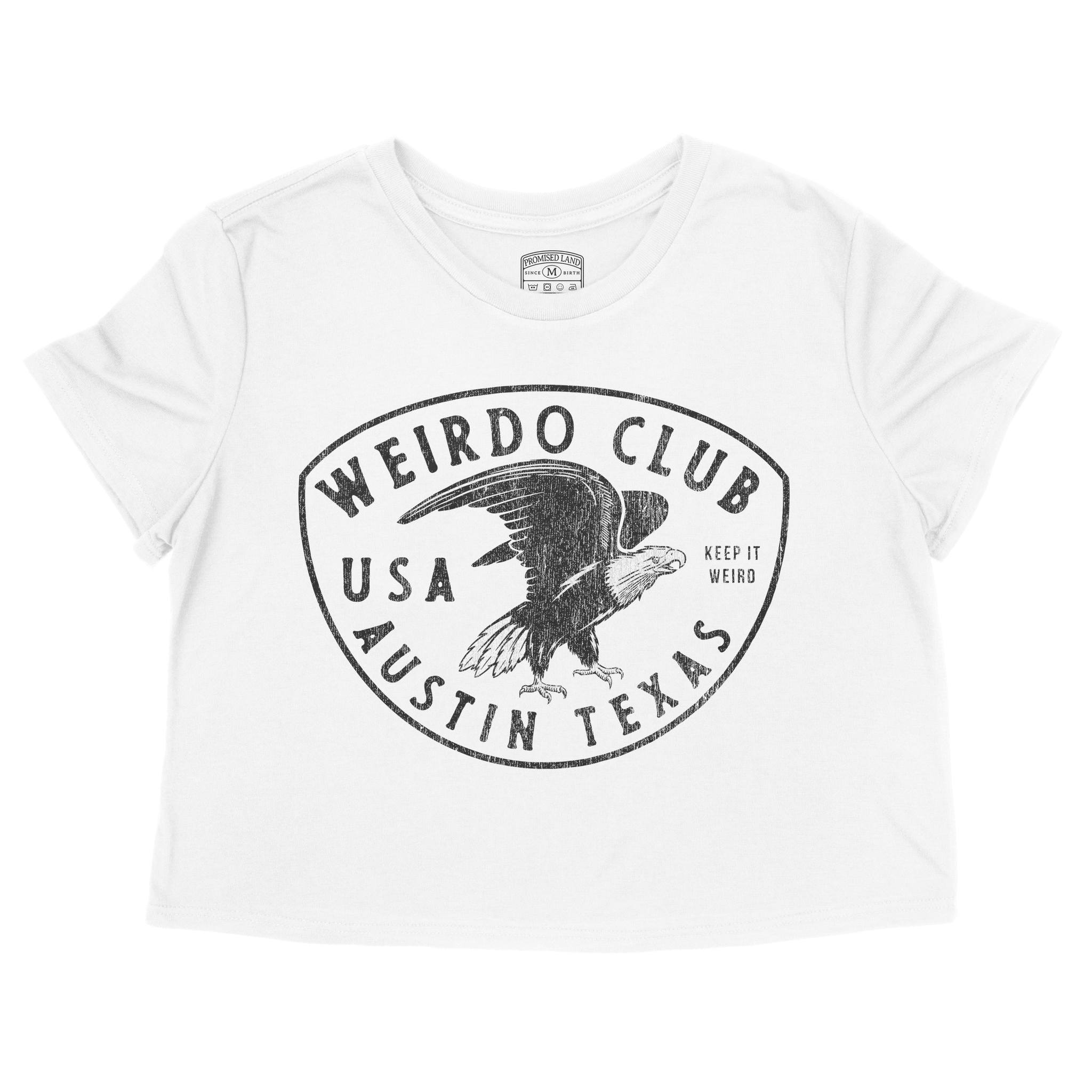 Austin Bald Eagle Cropped Tee White front