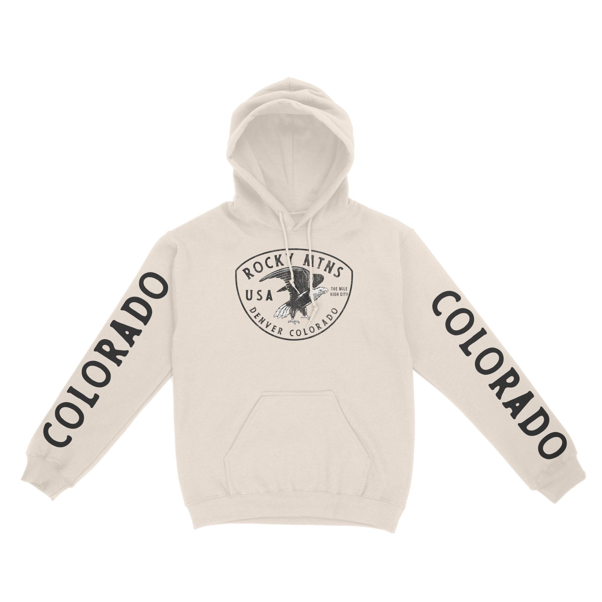 Denver Bald Eagle Hoodie in Natural - front view with sleeves