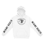 Miami Bald Eagle Hoodie in White - front view with sleeves