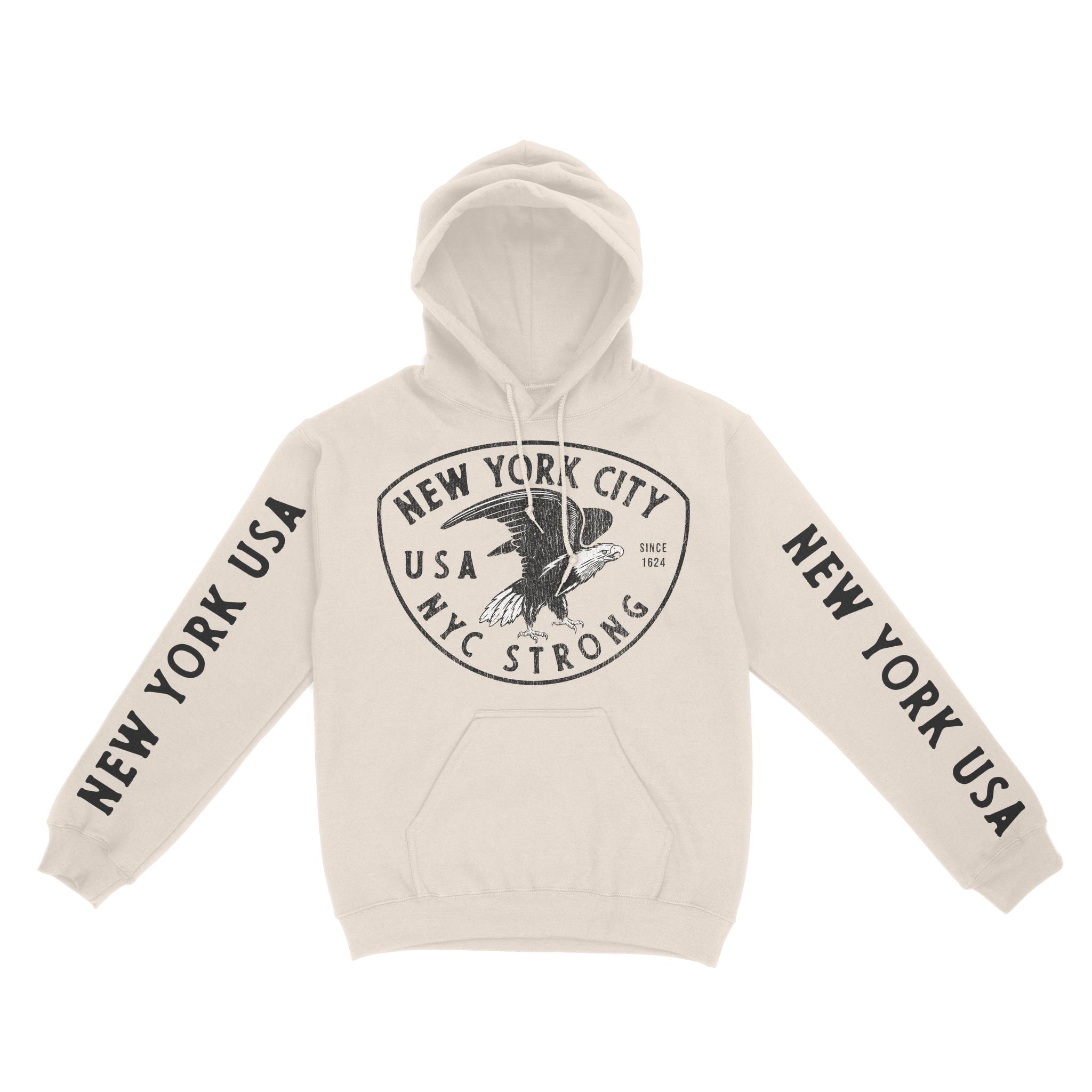 New York Hoodie in Natural - front-sleeves view
