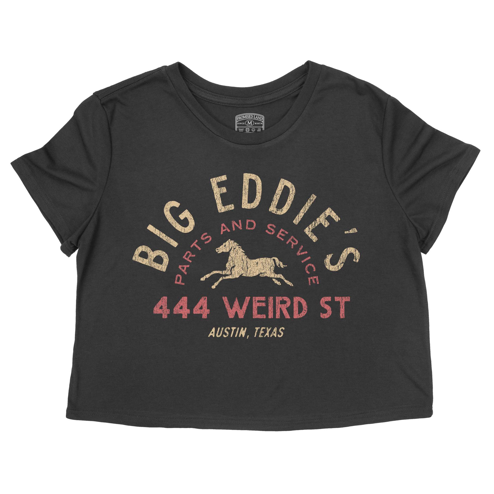 Austin Auto Shop Cropped Tee Black front