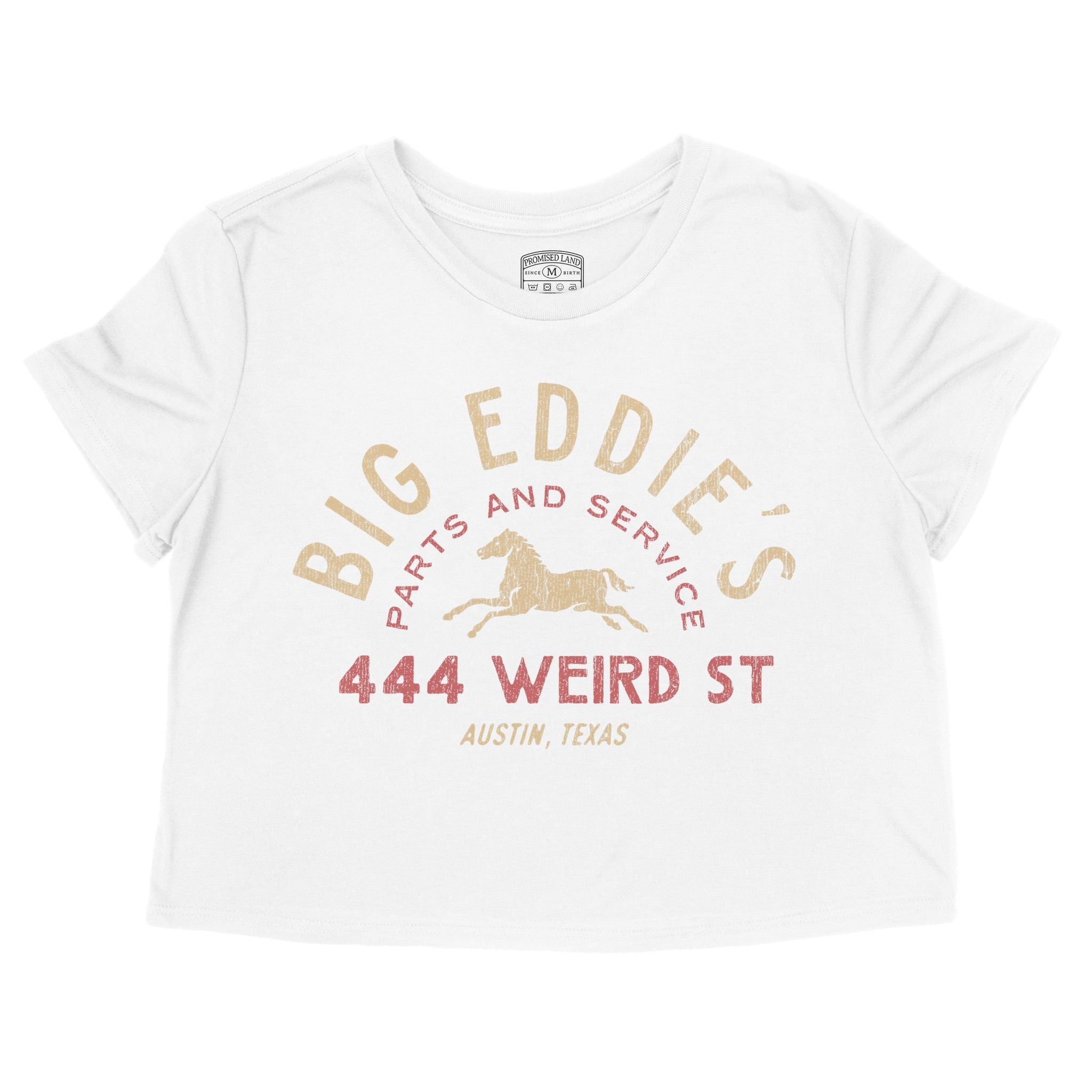 Austin Auto Shop Cropped Tee White front