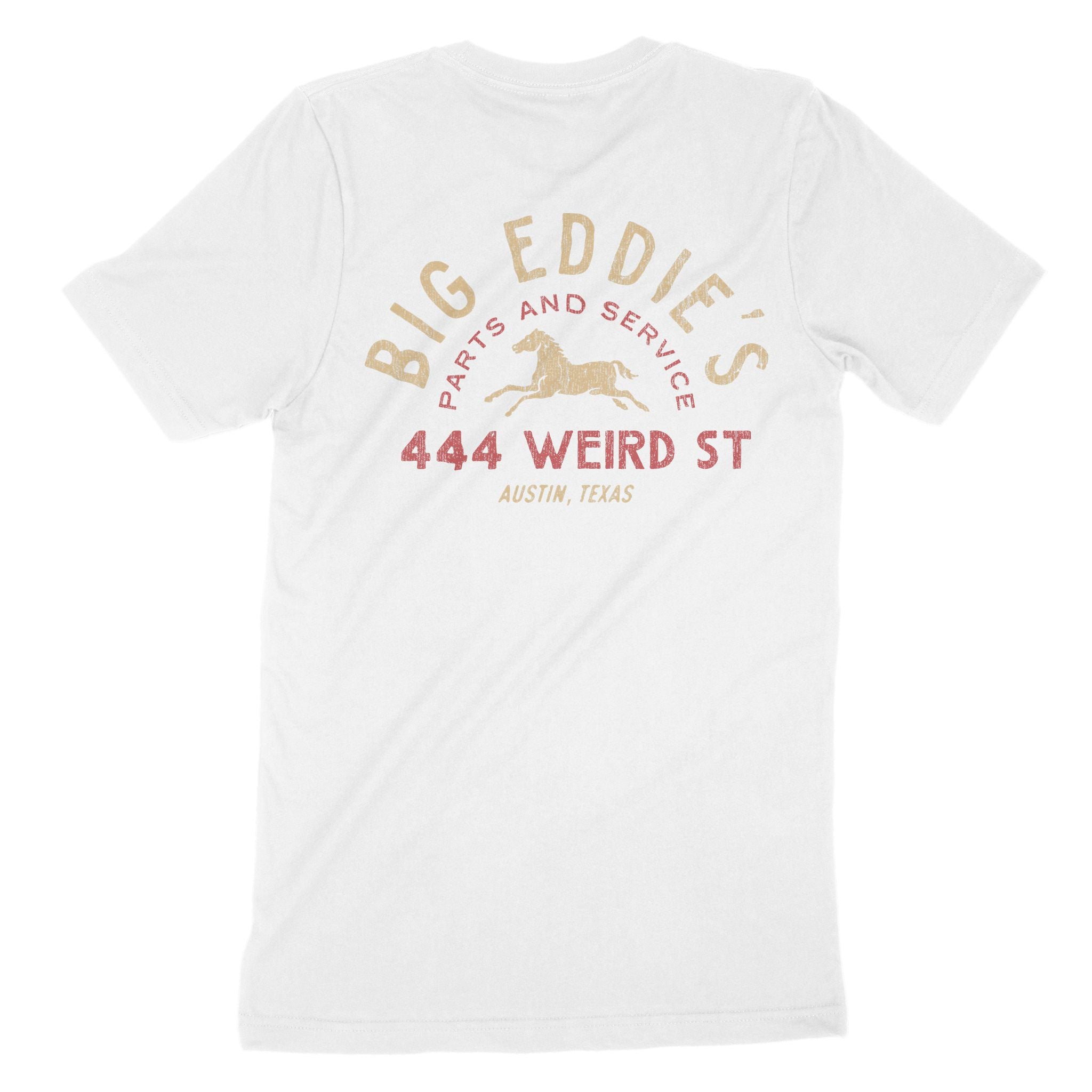 Austin Auto Shop T-Shirt in White - back view