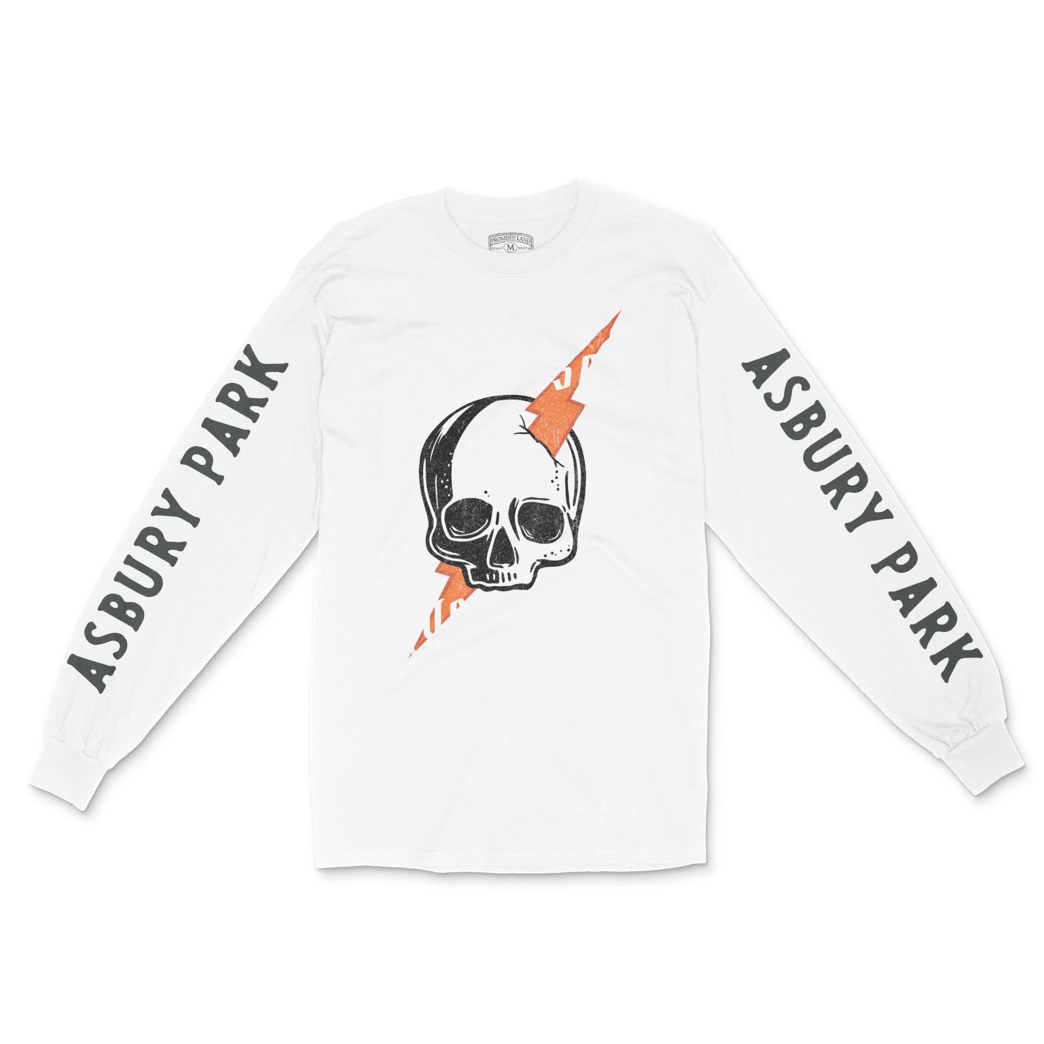 Asbury Park Hell Raiser Longsleeve in White - front with sleeves view