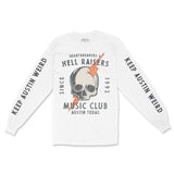 Austin Hell Raiser Longsleeve in White - front view with sleeves