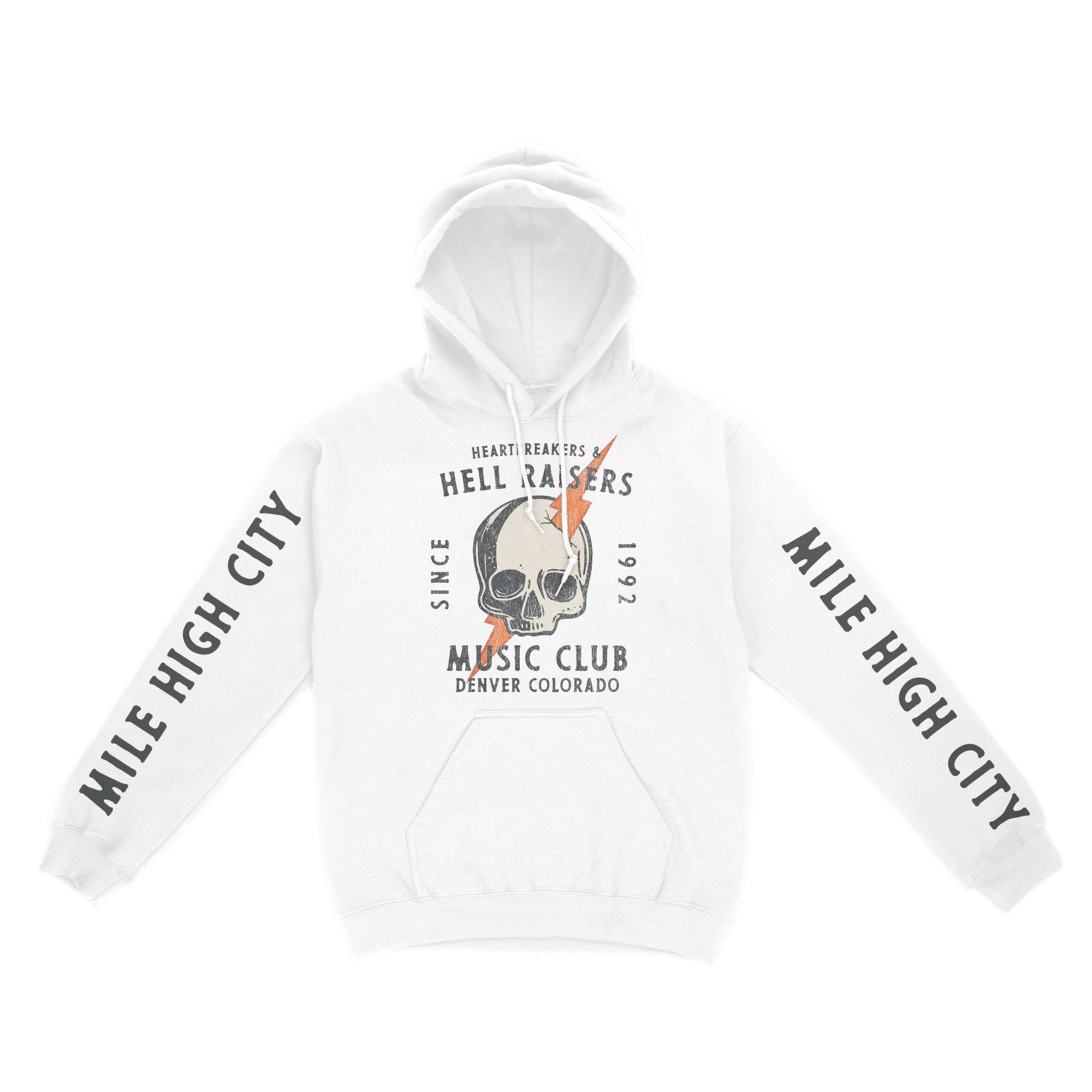 Denver Hoodie in White - front-sleeves view