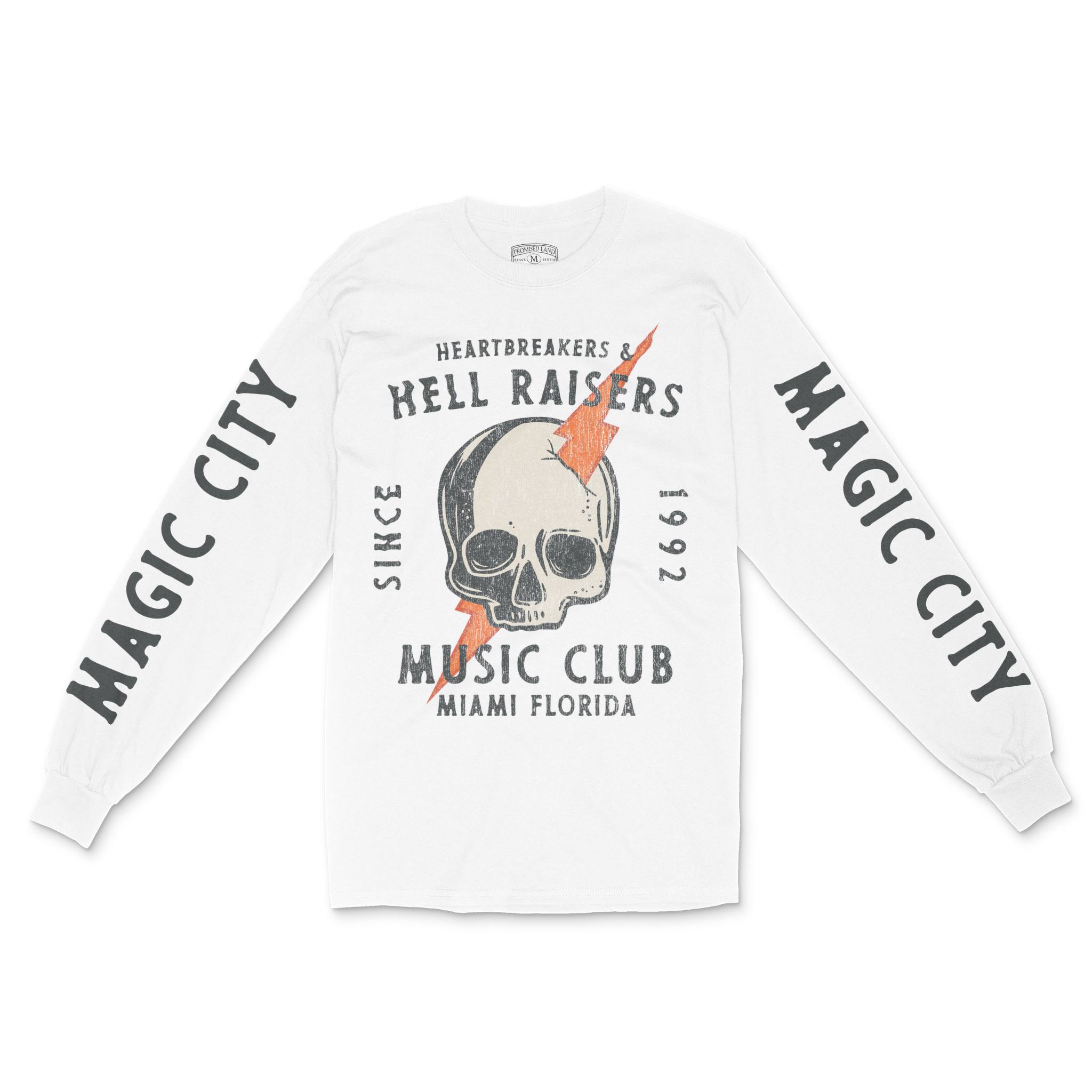 Miami Hell Raiser Longsleeve in White - front view with sleeves