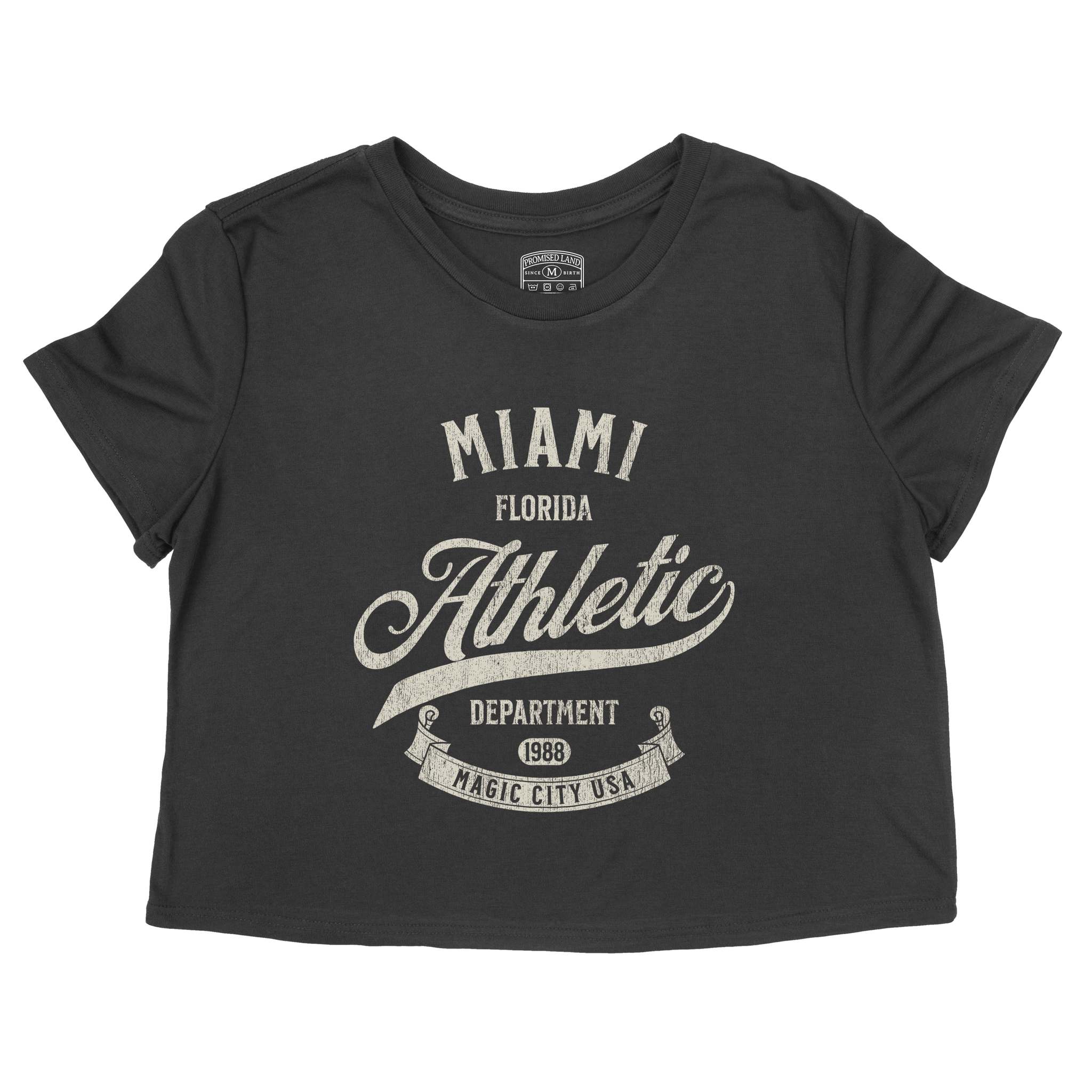 Miami Athletic Cropped Tee in Black - front view