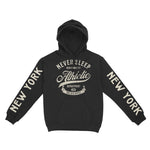 New York Hoodie in Black - front-sleeves view