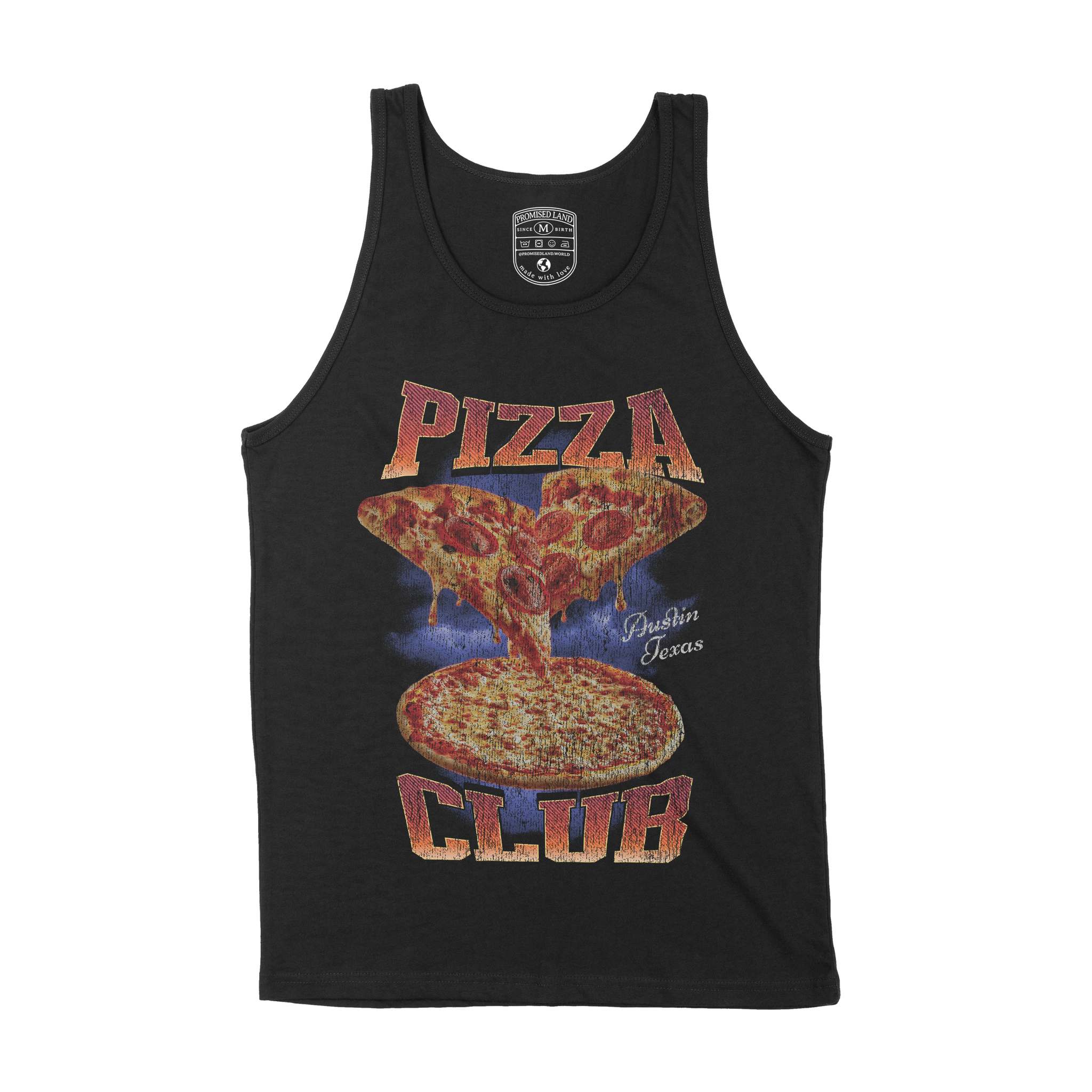 Austin Pizza Club Tank Top Black front