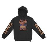 Denver Pizza Club Hoodie in Black - front view with sleeves