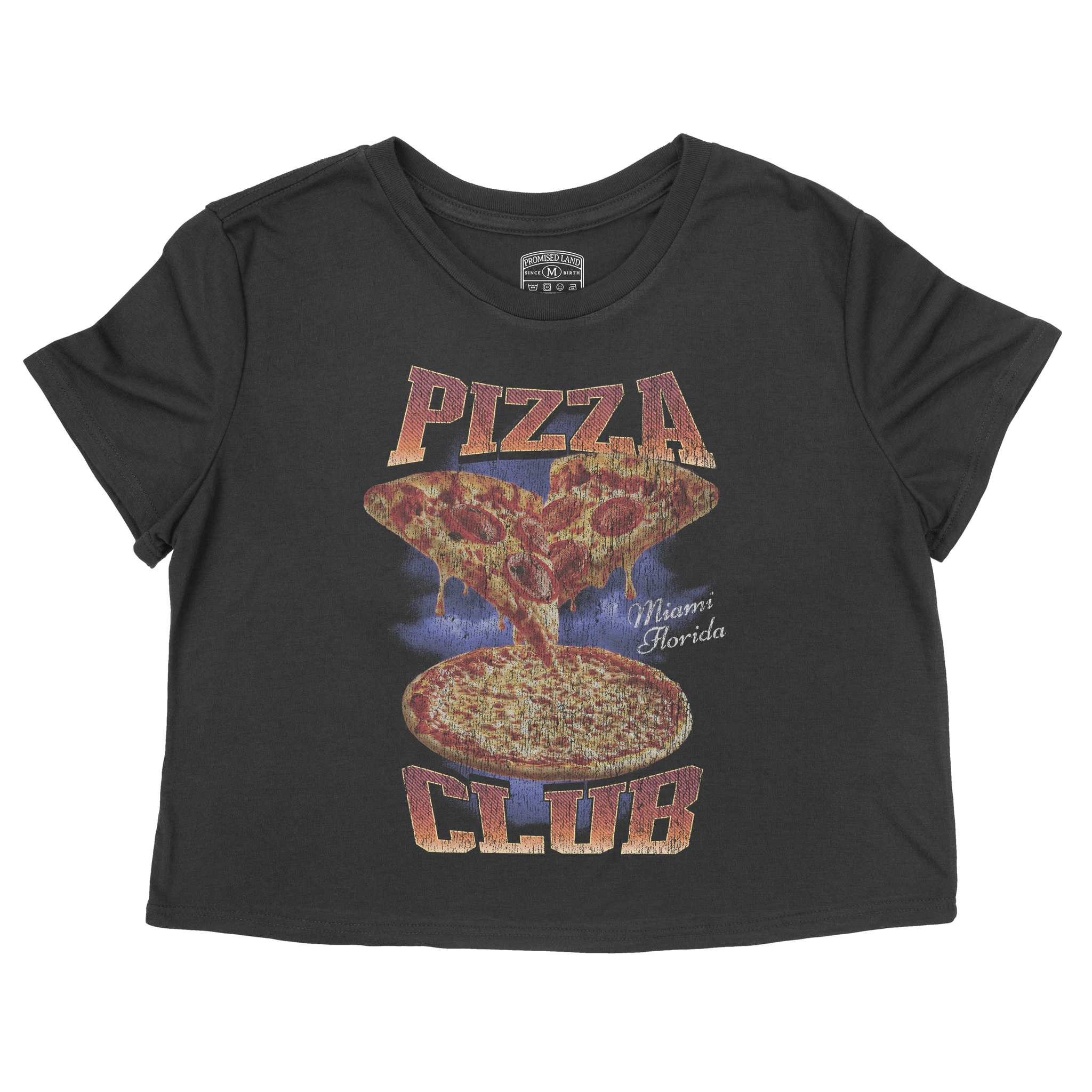 Miami Pizza Club Cropped Tee Black front