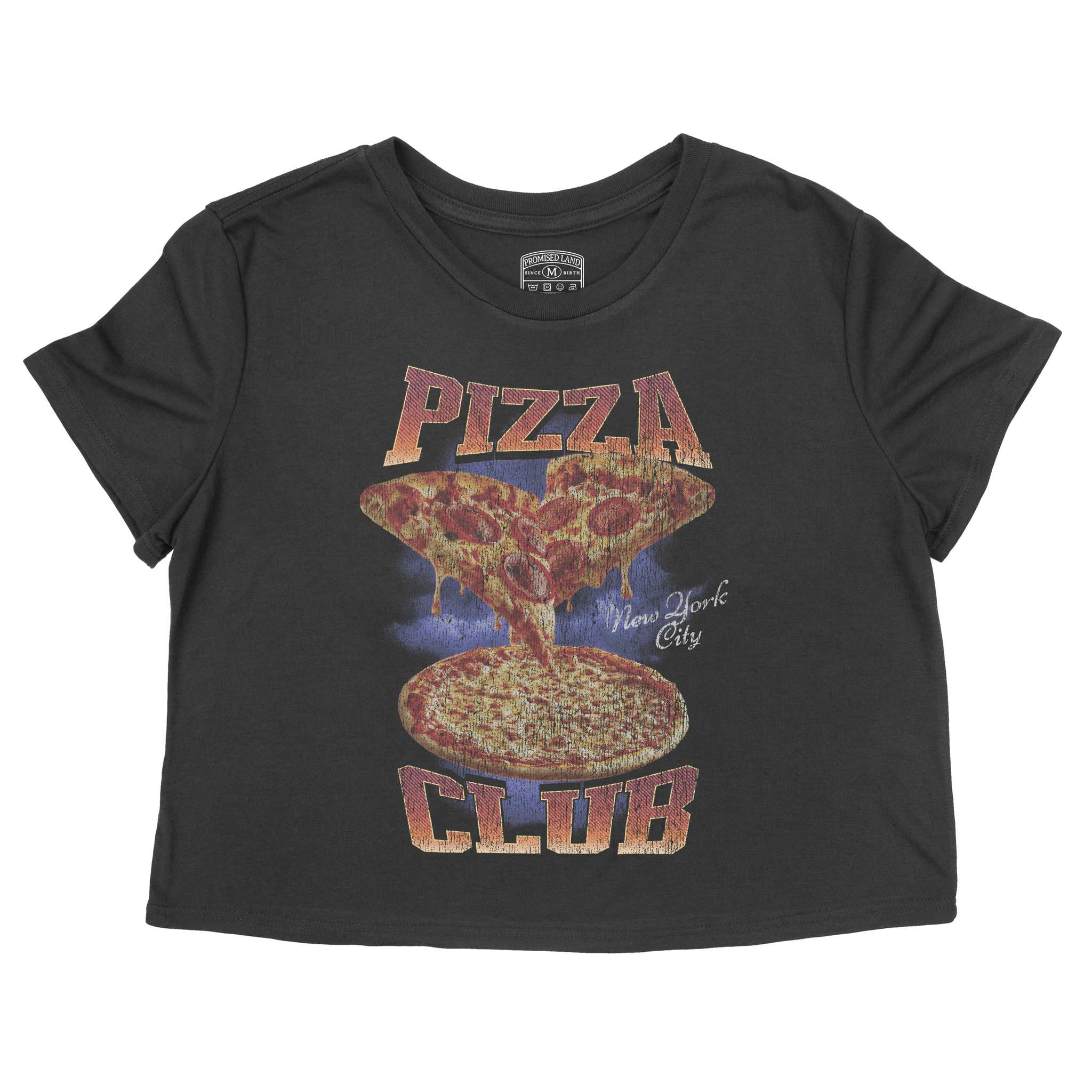 New York Pizza Club Cropped Tee Black front