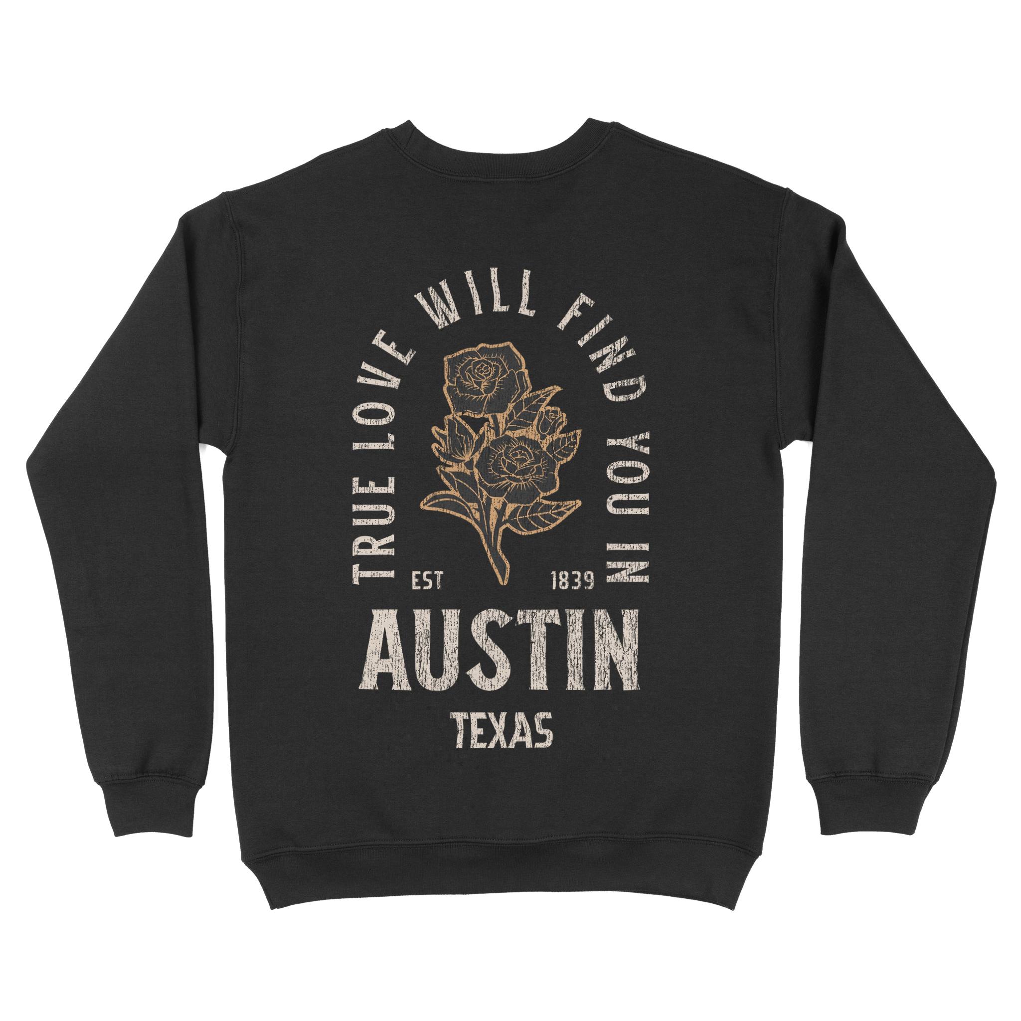 Austin Crewneck in Black - back view