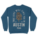 Austin True Love Crewneck Indigo Blue back