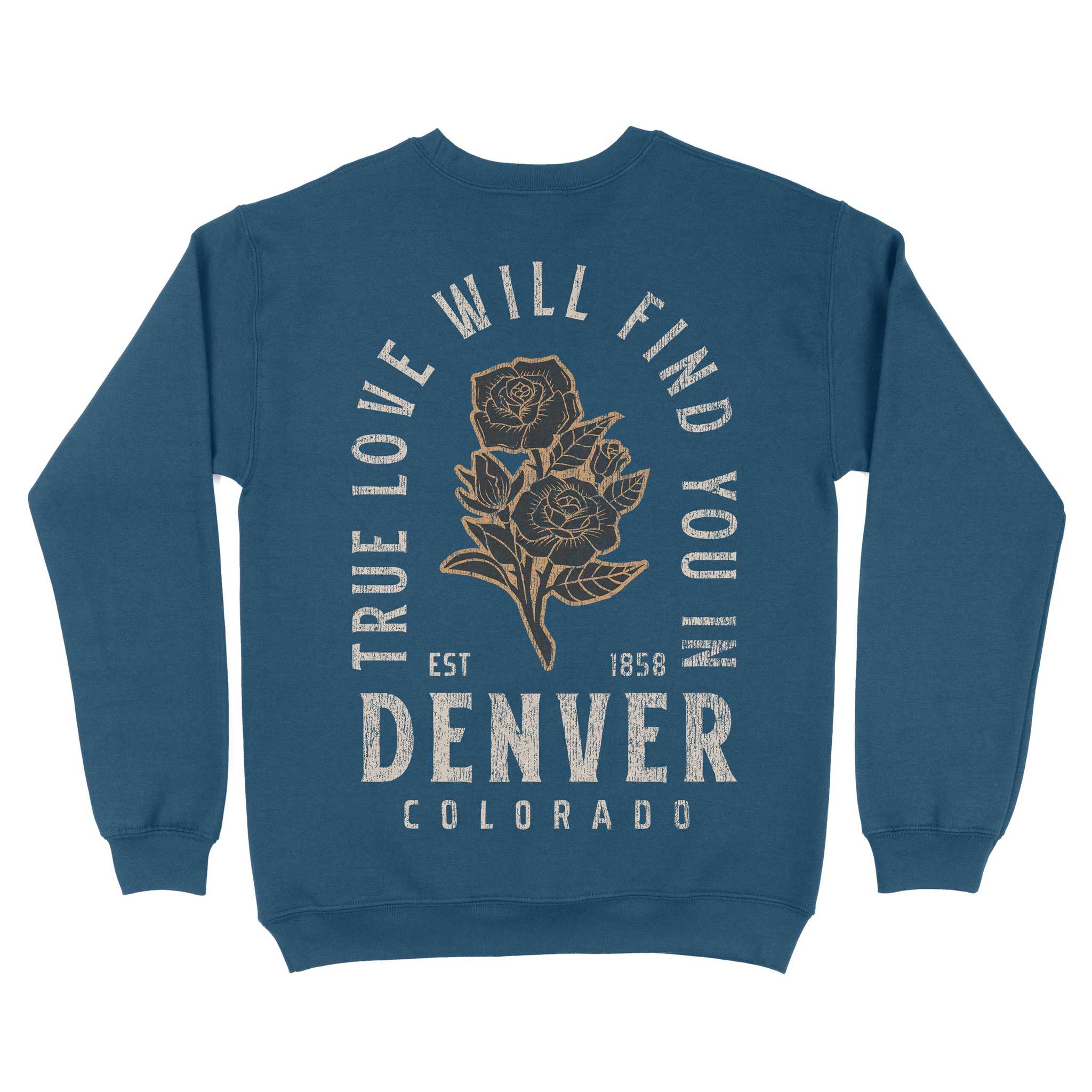 Denver True Love Crewneck Indigo Blue back
