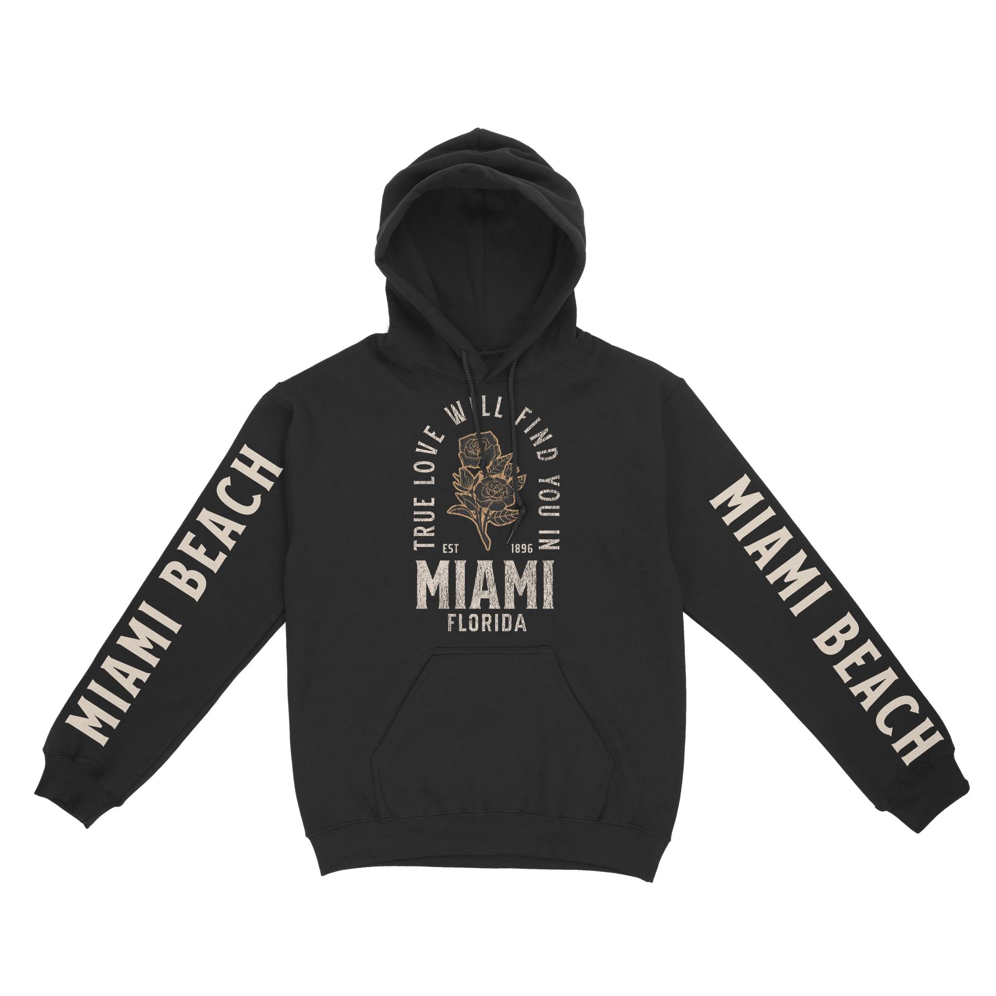 Miami Hoodie in Black - front-sleeves view