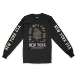 New York Longsleeve in Black - front-sleeves view