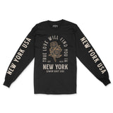 New York Longsleeve in Black - front-sleeves view